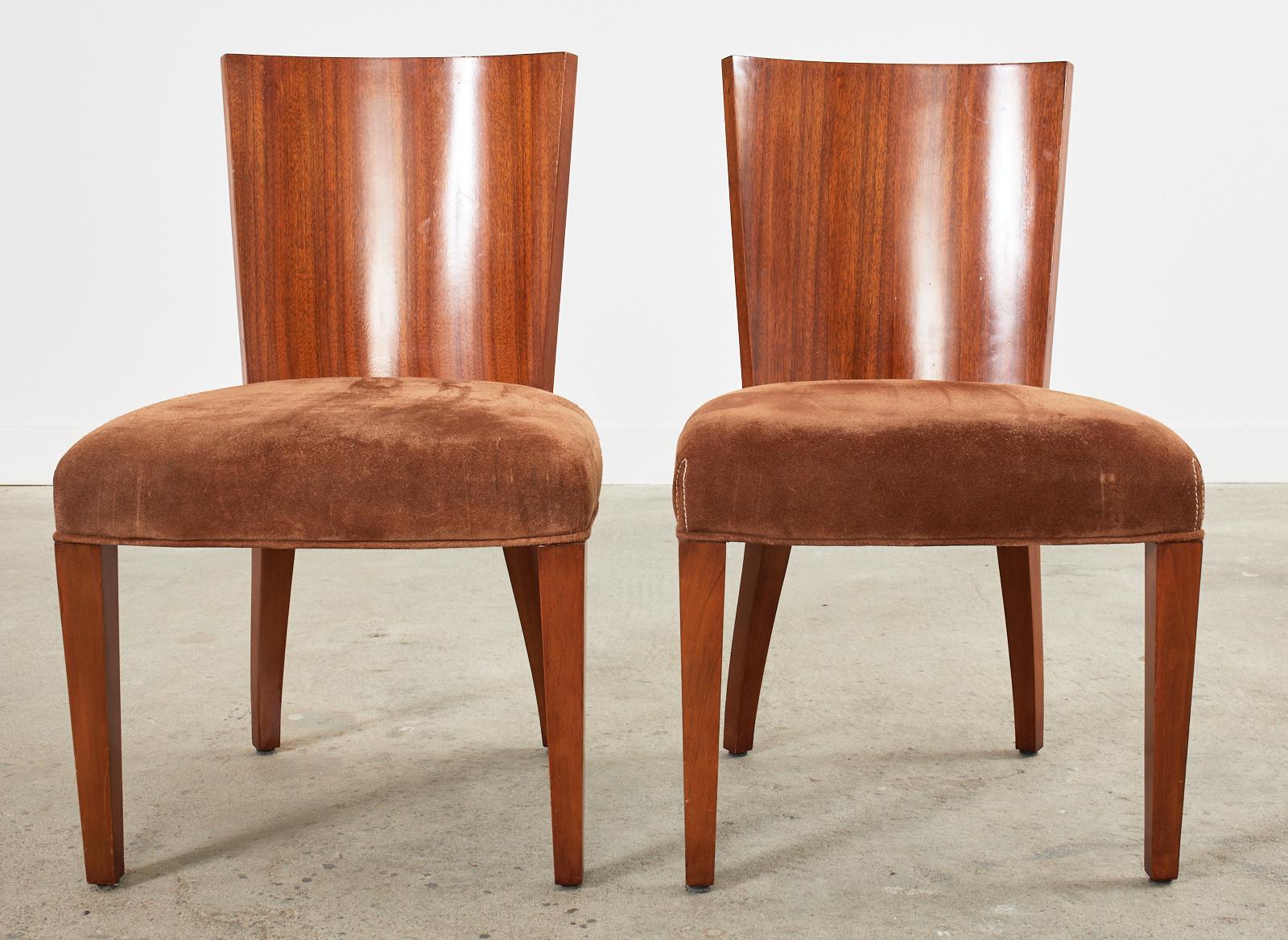 Set of Ten Ralph Lauren Modern Hollywood Mahogany Dining Chairs For Sale 10