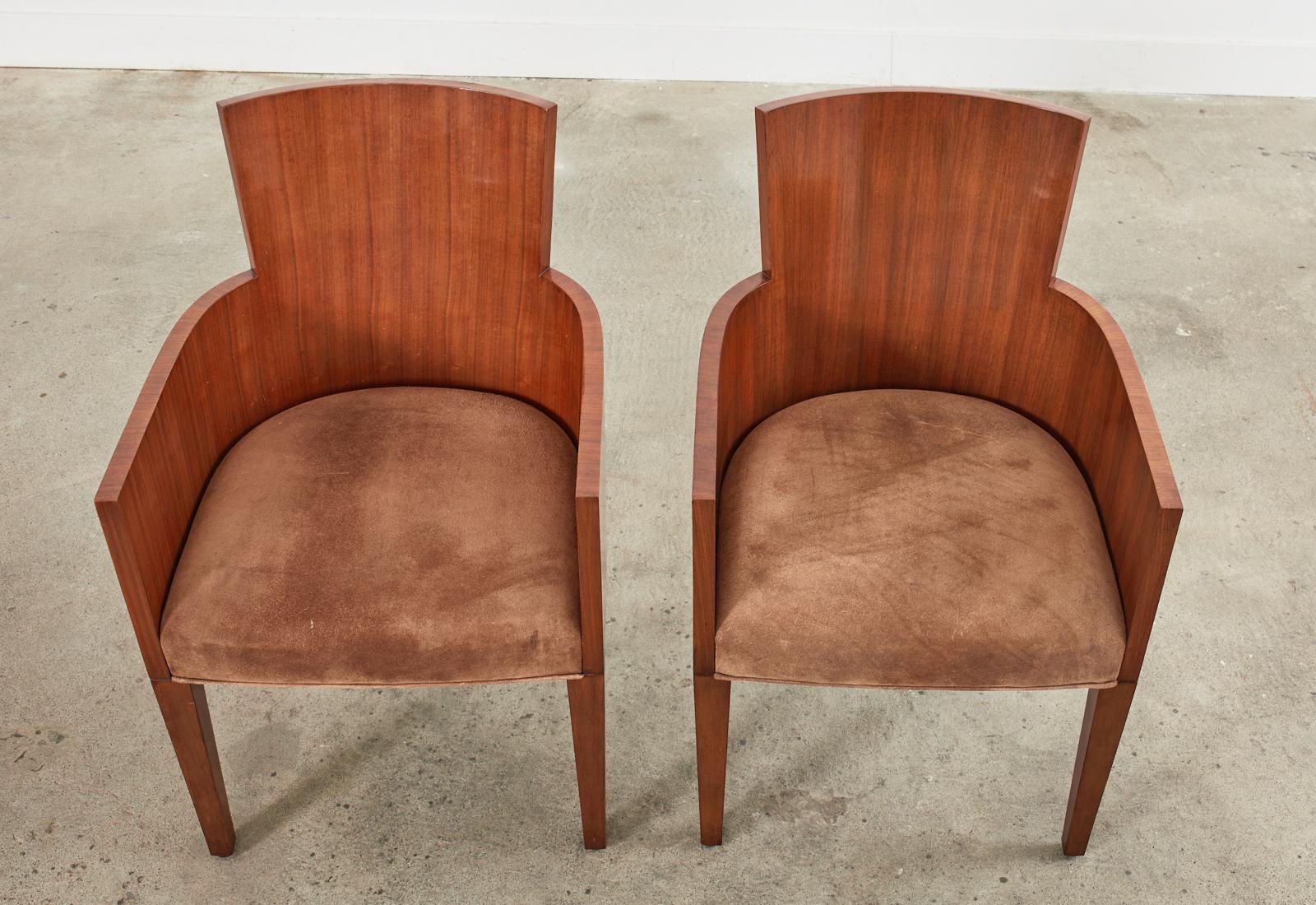 Art Deco Set of Ten Ralph Lauren Modern Hollywood Mahogany Dining Chairs For Sale