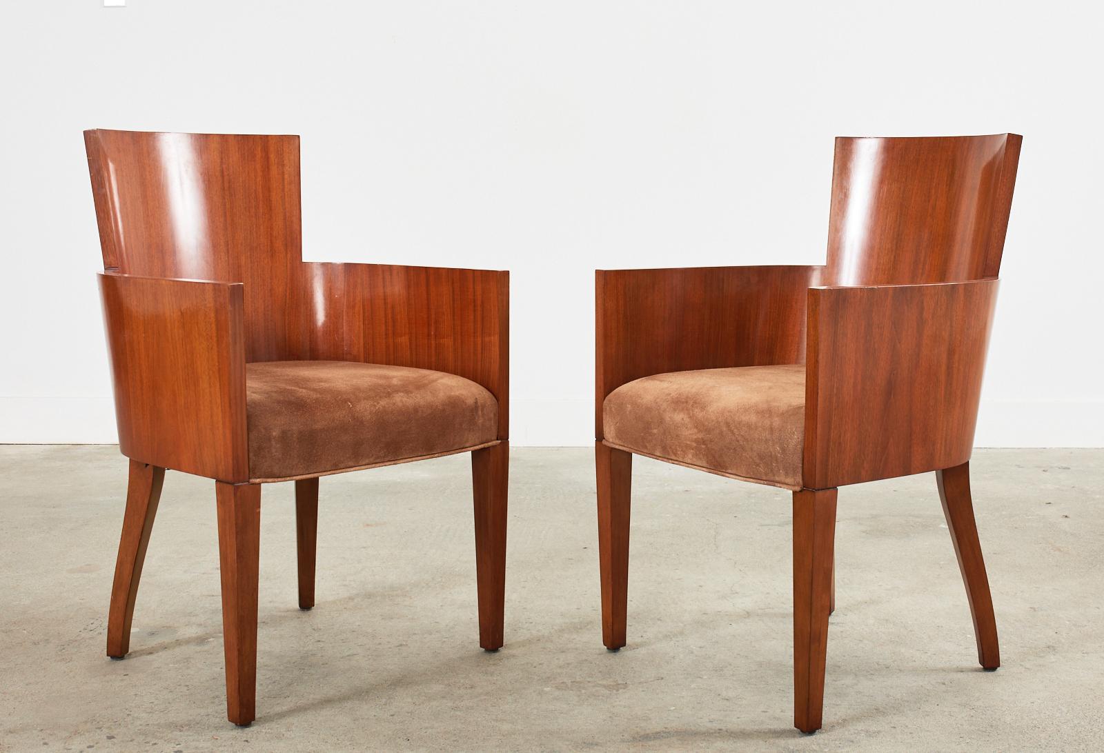 Set of Ten Ralph Lauren Modern Hollywood Mahogany Dining Chairs In Good Condition For Sale In Rio Vista, CA
