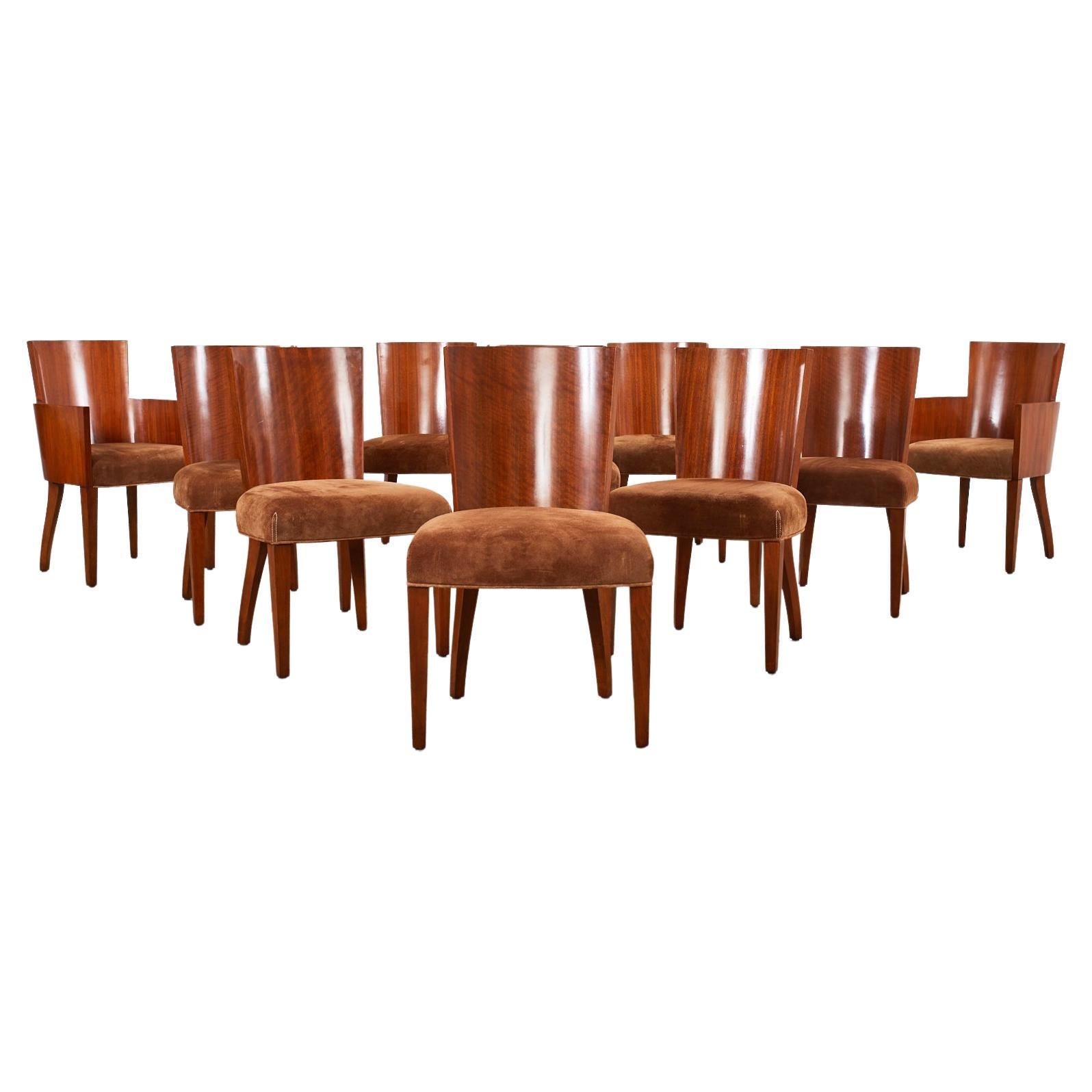 Ensemble de dix chaises à manger modernes Ralph Lauren en acajou d'Hollywood