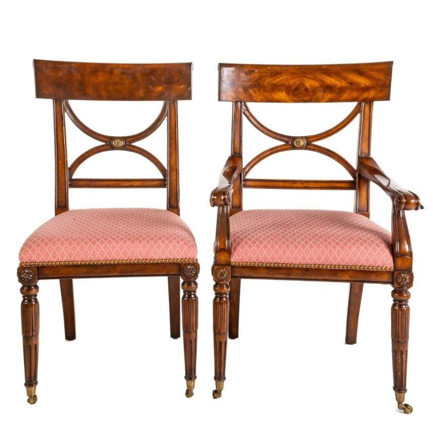 Wood Set of Ten Regency Dining Table and Chairs