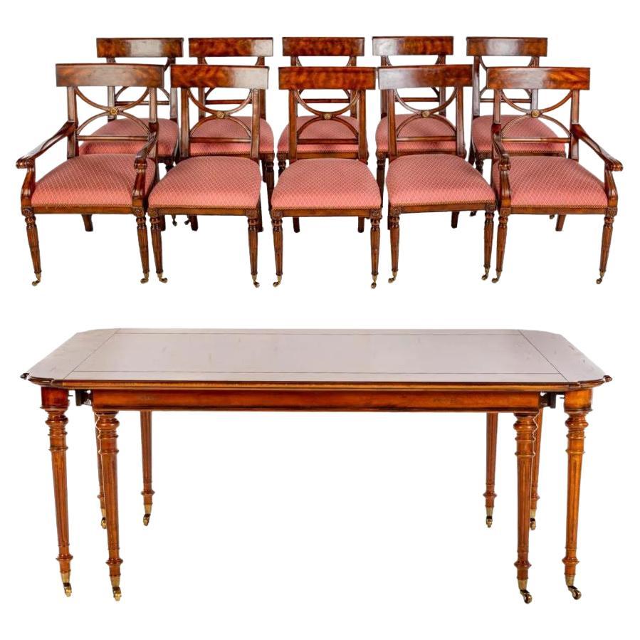 Set of Ten Regency Dining Table and Chairs