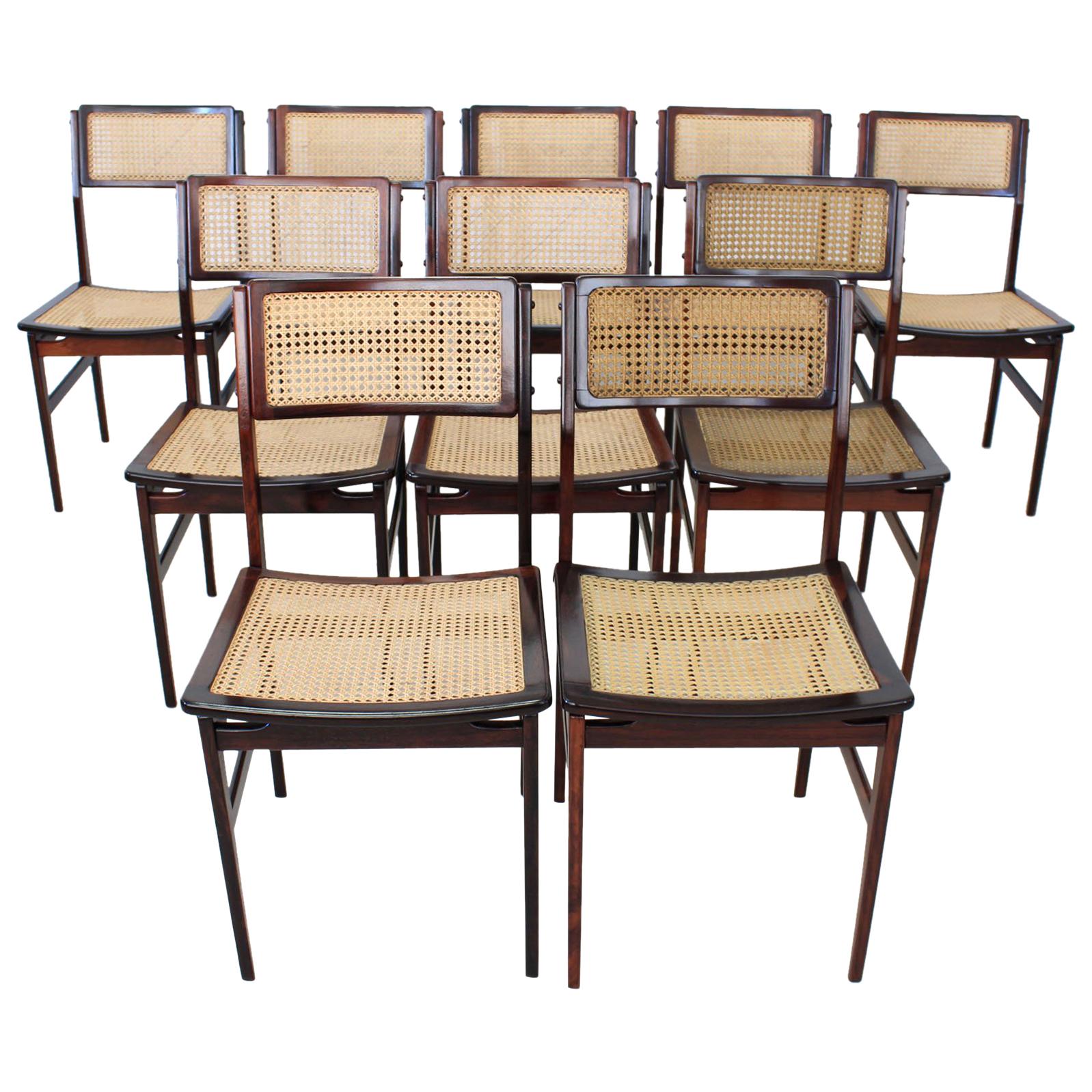 Set of Ten Rosewood Brazilian Chair For Sale