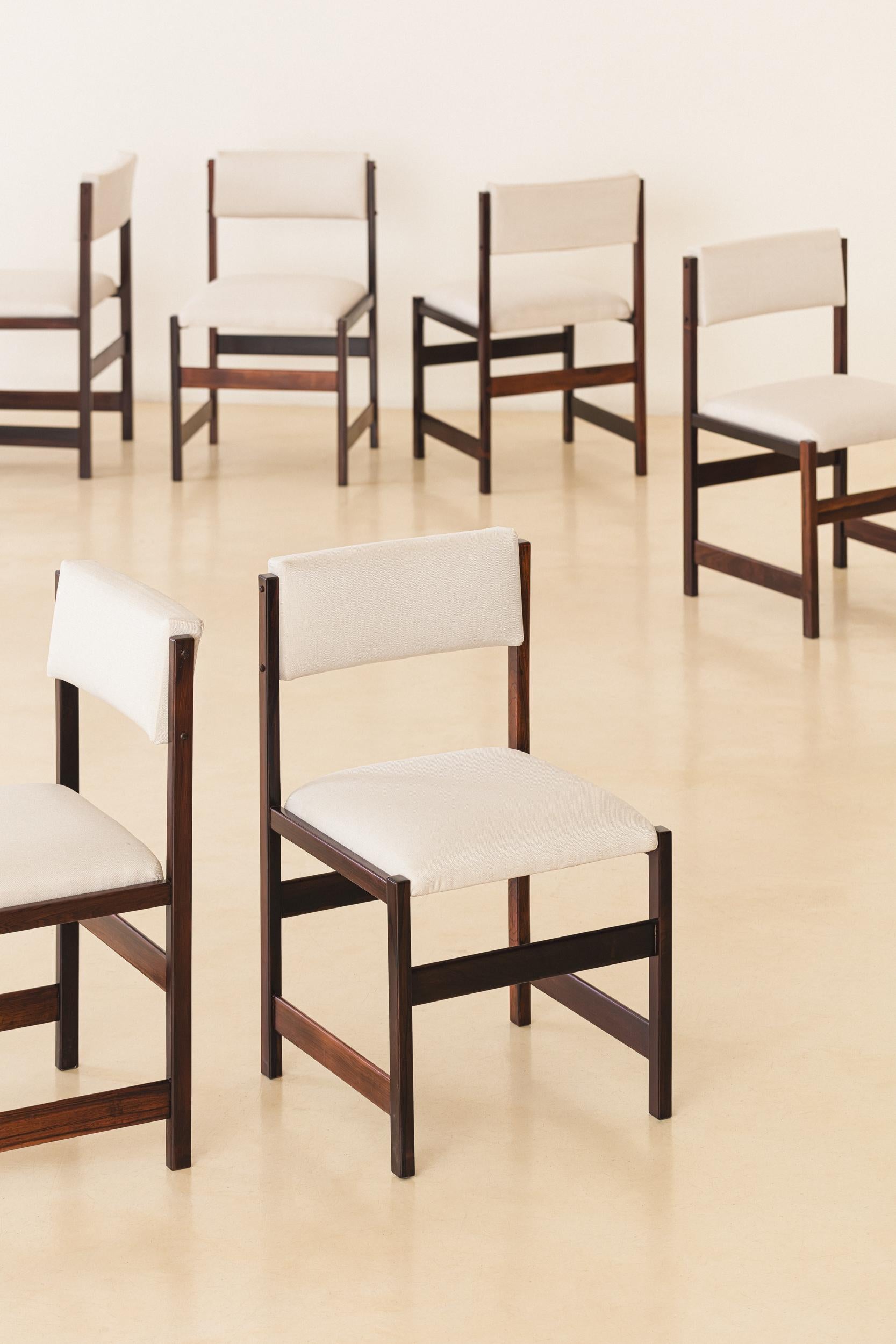 Conjunto de Diez Sillas de Comedor de Palo de Rosa de Celina Decorações, Brasil Midcentury Madera en venta