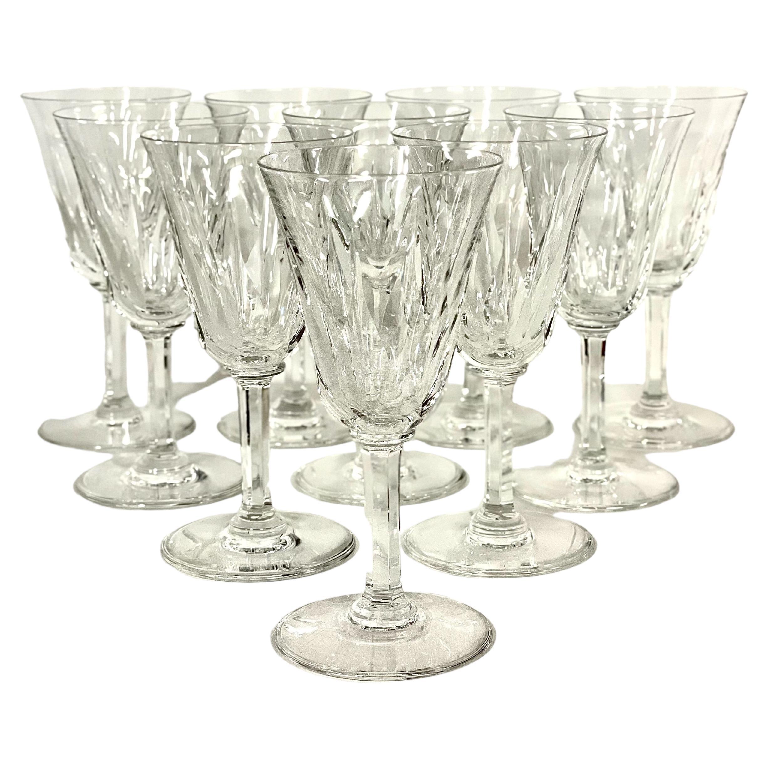 Set of 10 Saint Louis Crystal Wine Glasses For Sale
