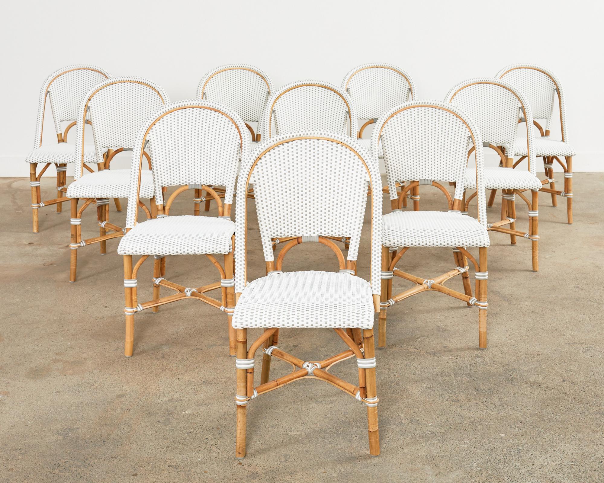 Organic Modern Set of Ten Serena and Lily Rattan Wicker Bistro Dining Chairs