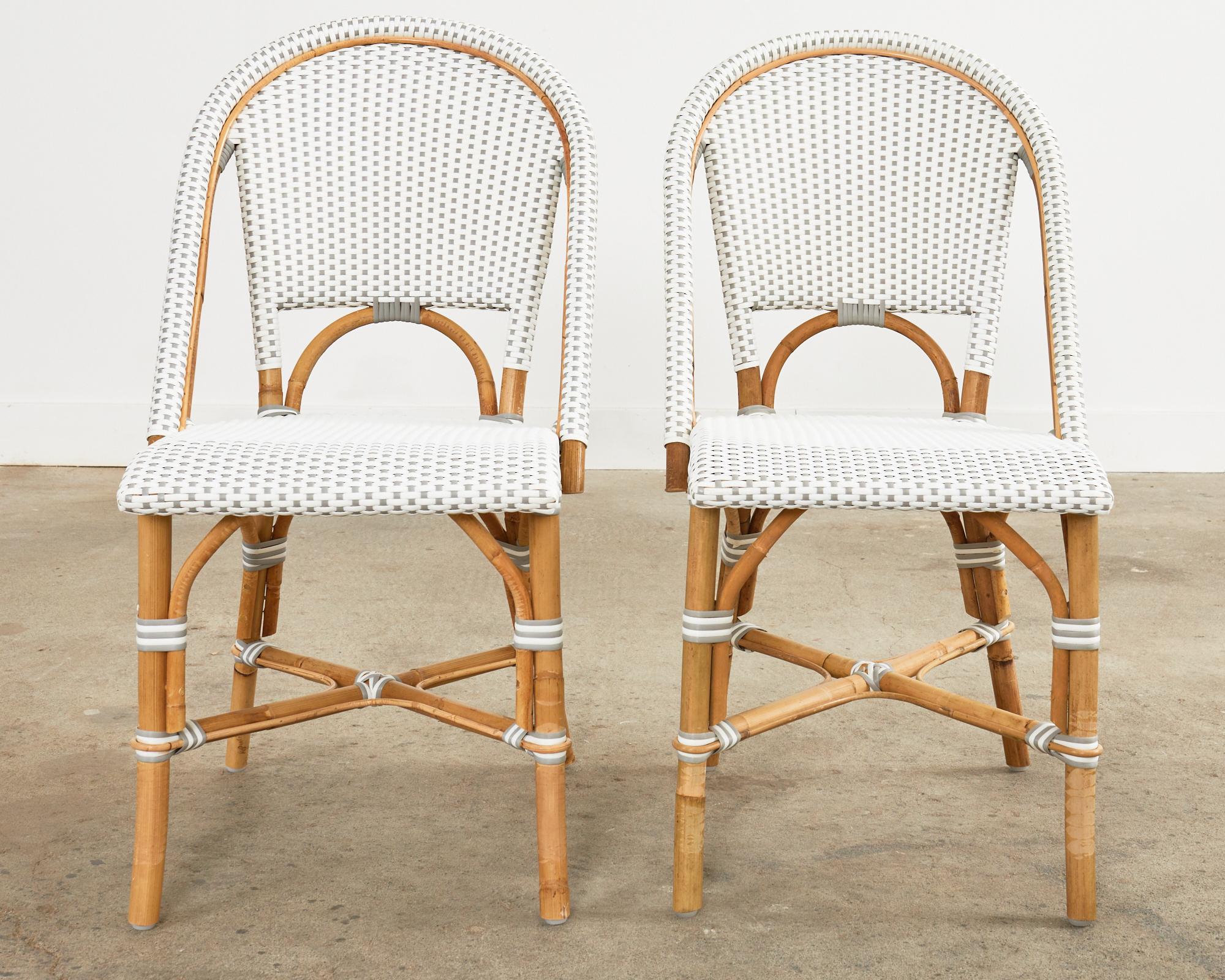 Set of Ten Serena and Lily Rattan Wicker Bistro Dining Chairs In Good Condition In Rio Vista, CA