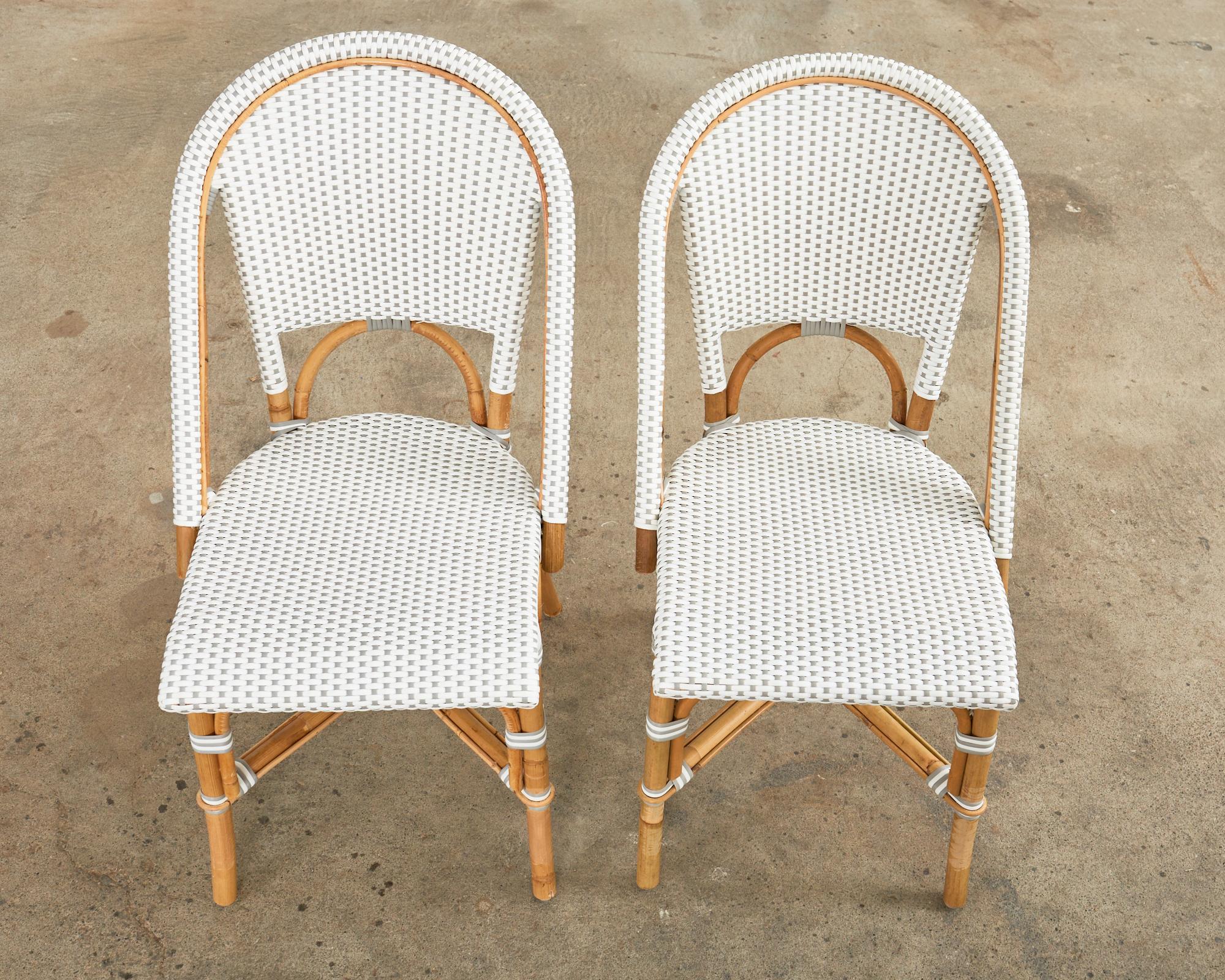 Contemporary Set of Ten Serena and Lily Rattan Wicker Bistro Dining Chairs