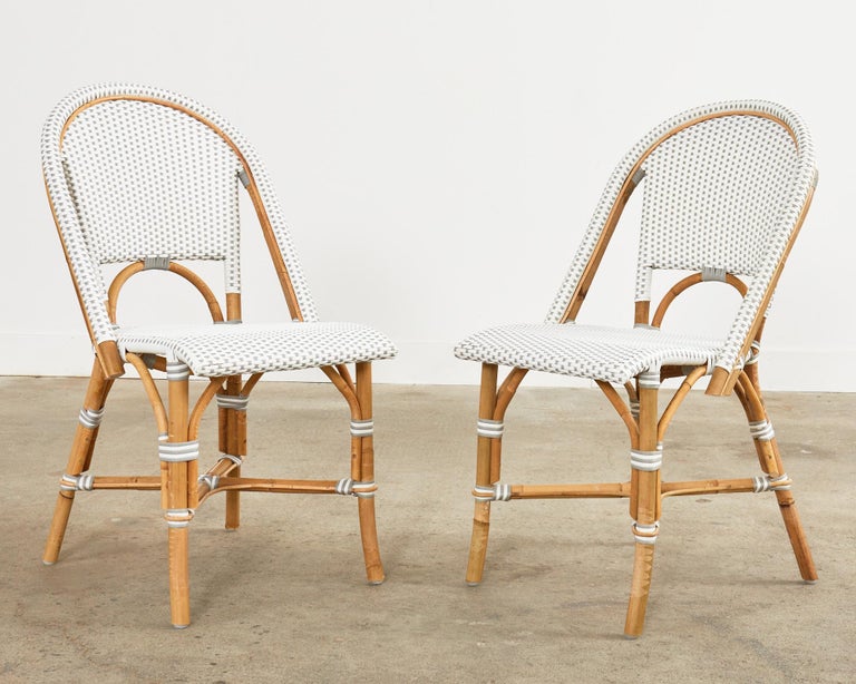 Set of Ten Serena and Lily Rattan Wicker Bistro Dining Chairs For Sale