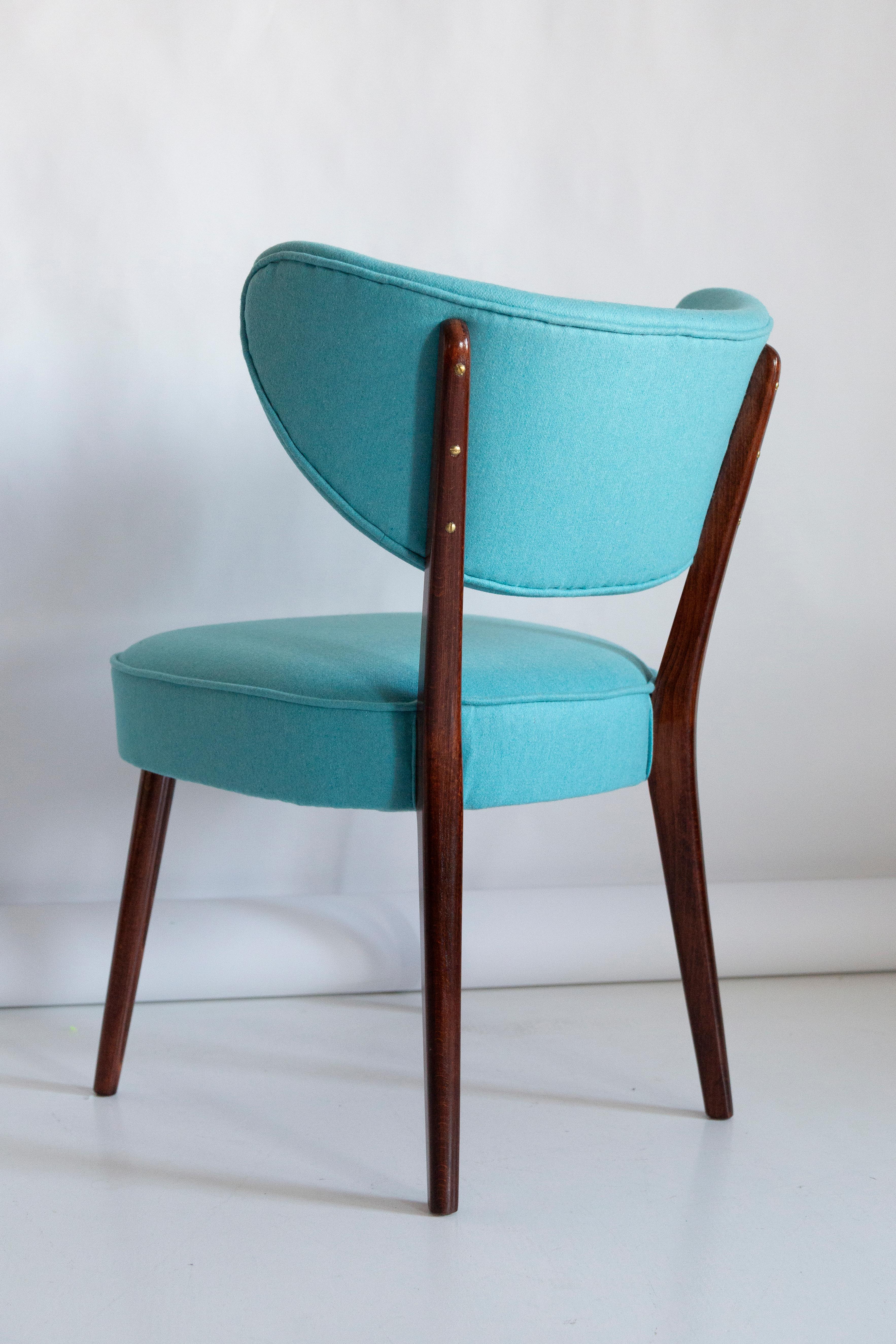 Contemporary Set of Ten Shell Dining Chairs, Turquoise Wool, by Vintola Studio, Europe. For Sale