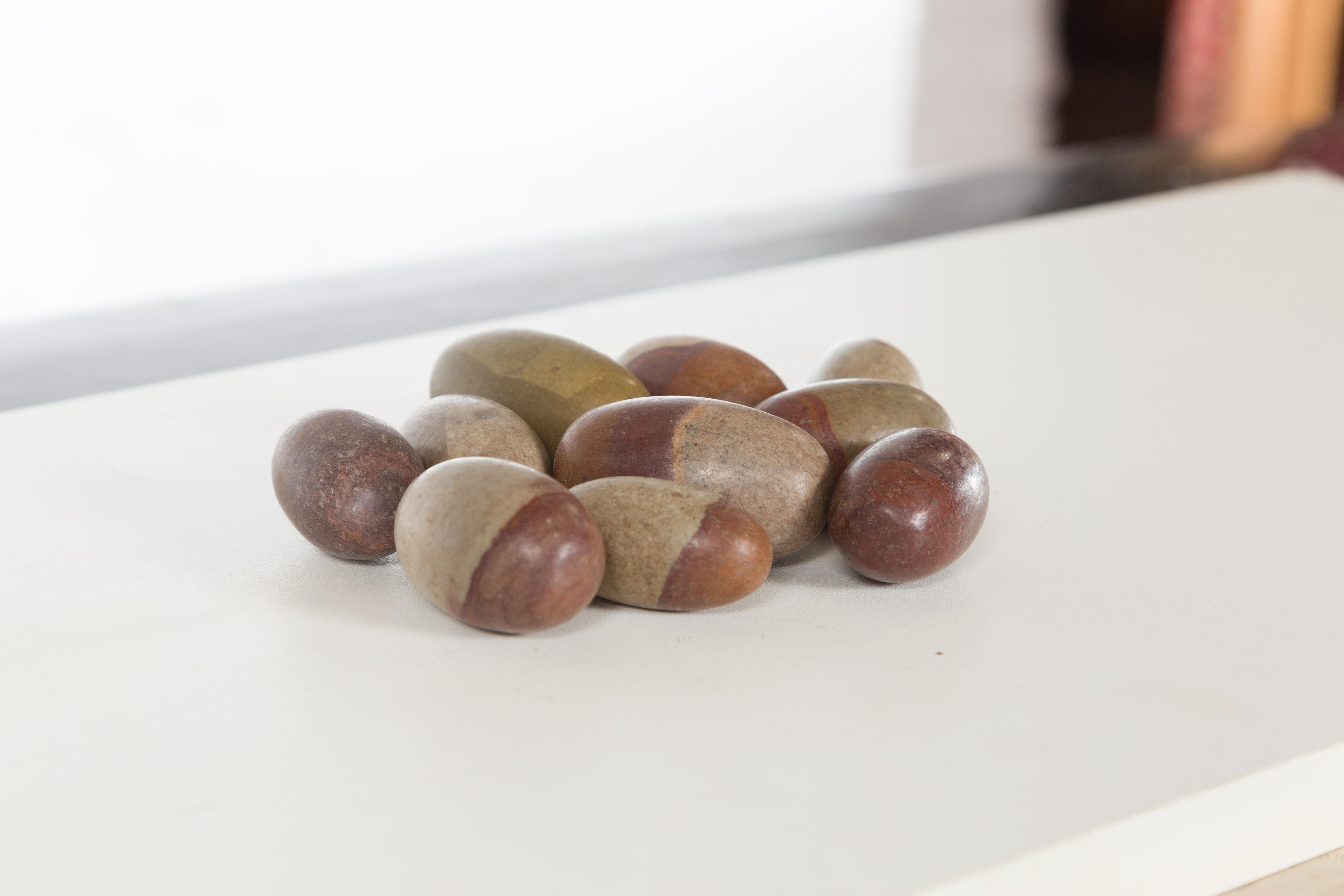 Indian Set of Ten Small Loose and Assorted Stone Shiva Linga from the Narmada River For Sale