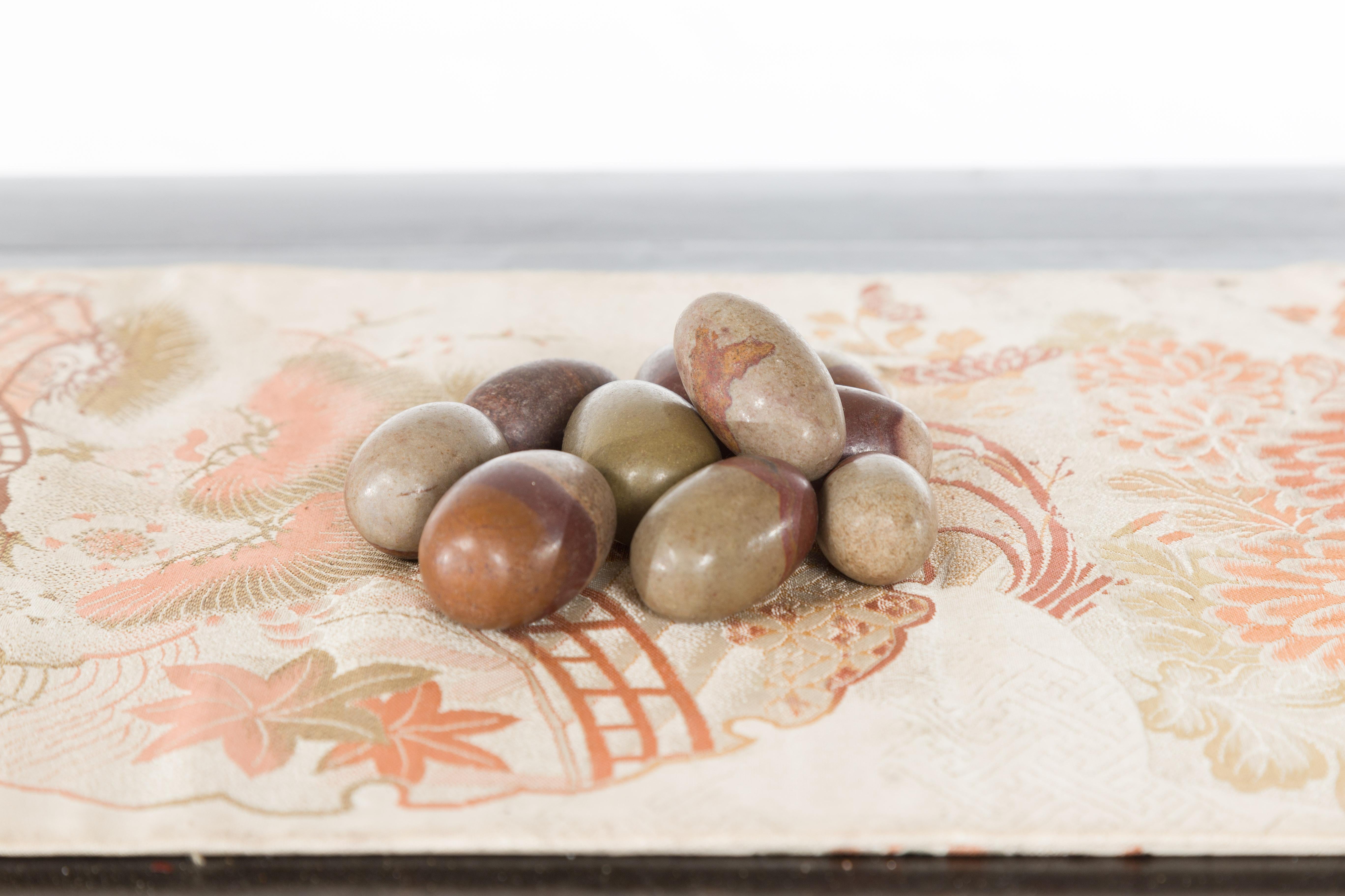Contemporary Set of Ten Small Loose and Assorted Stone Shiva Linga from the Narmada River For Sale