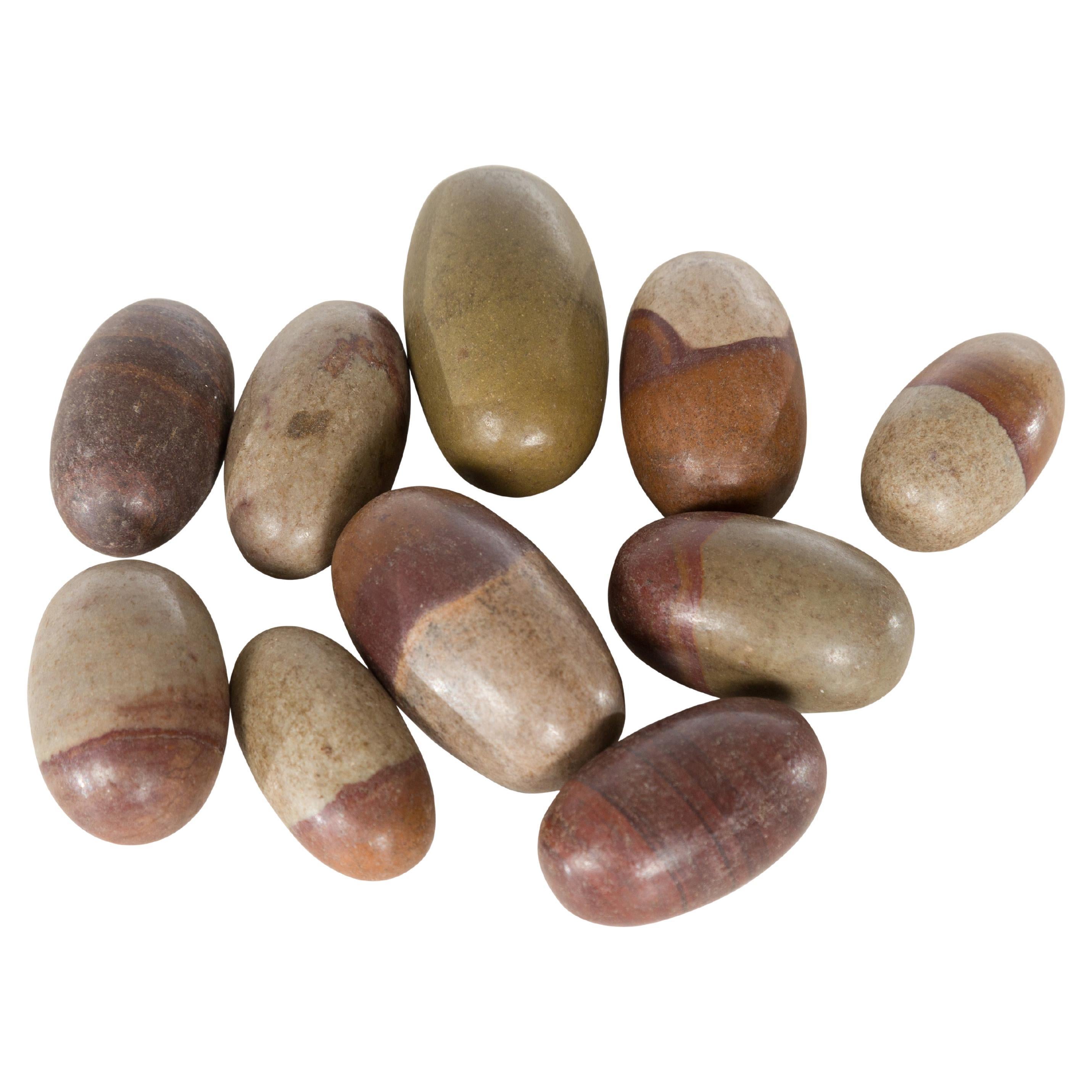 Set of Ten Small Loose and Assorted Stone Shiva Linga from the Narmada River For Sale
