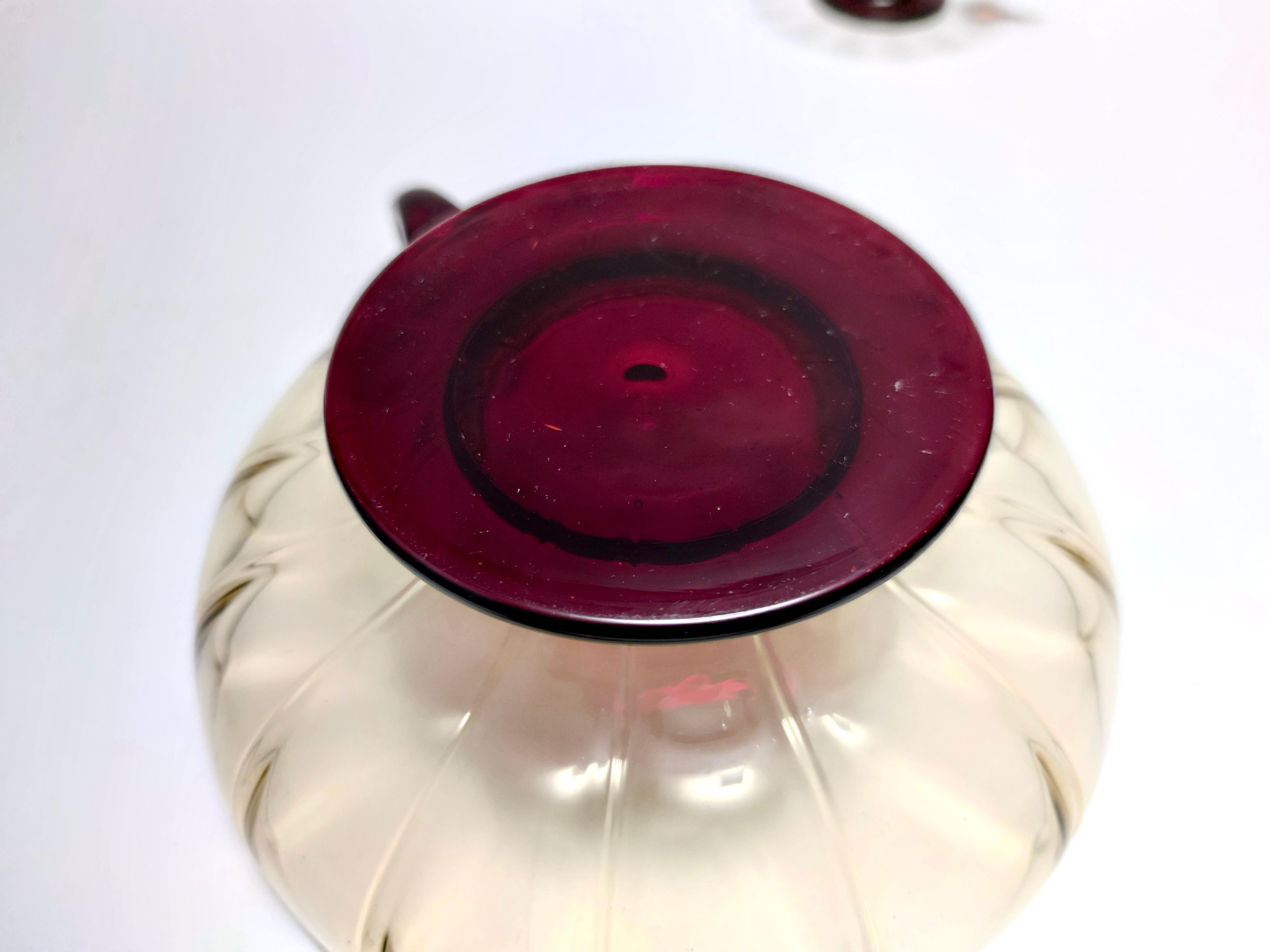 Satz von zehn Dessertschalen aus geräuchertem und karminrotem Murano-Glas im Stil von Zecchin im Angebot 3