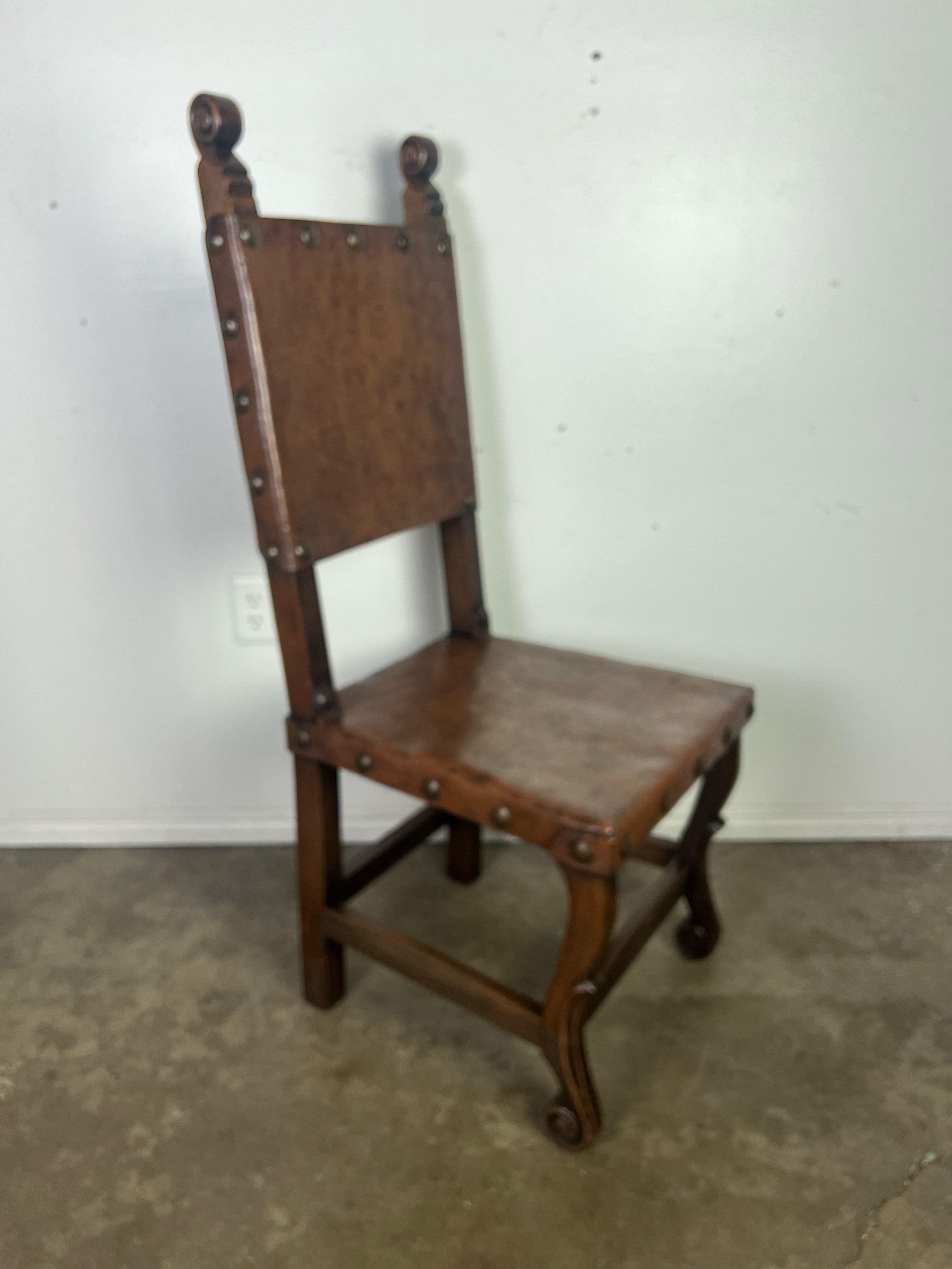 Set of Ten Spanish Leather Dining Chairs C. 1940's For Sale 4