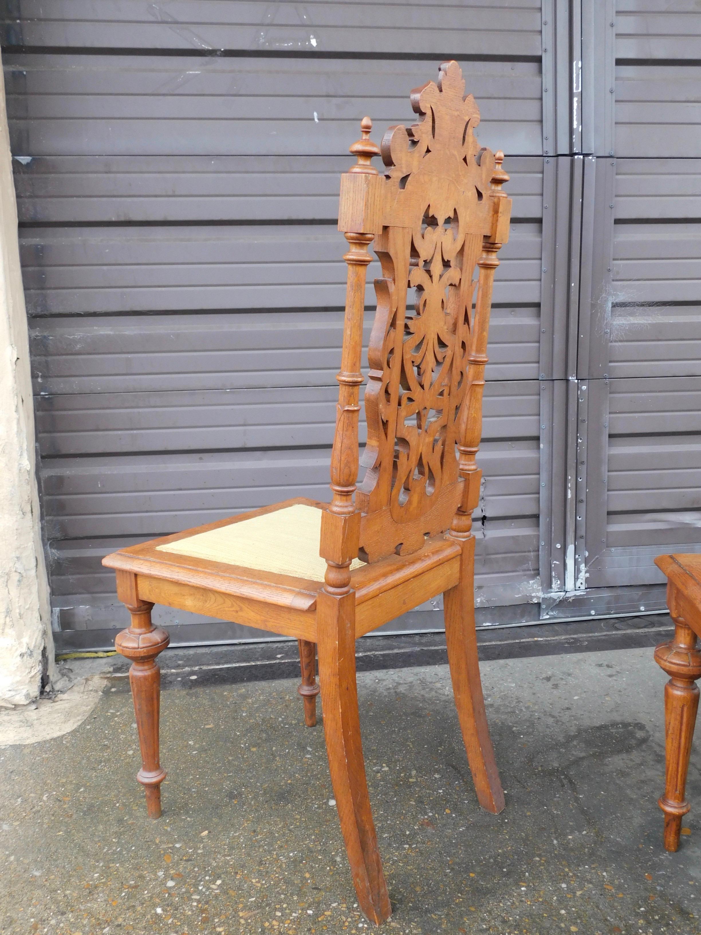 Set of Ten Spanish Revival Dining Chairs in Oak Circa 1920 For Sale 2
