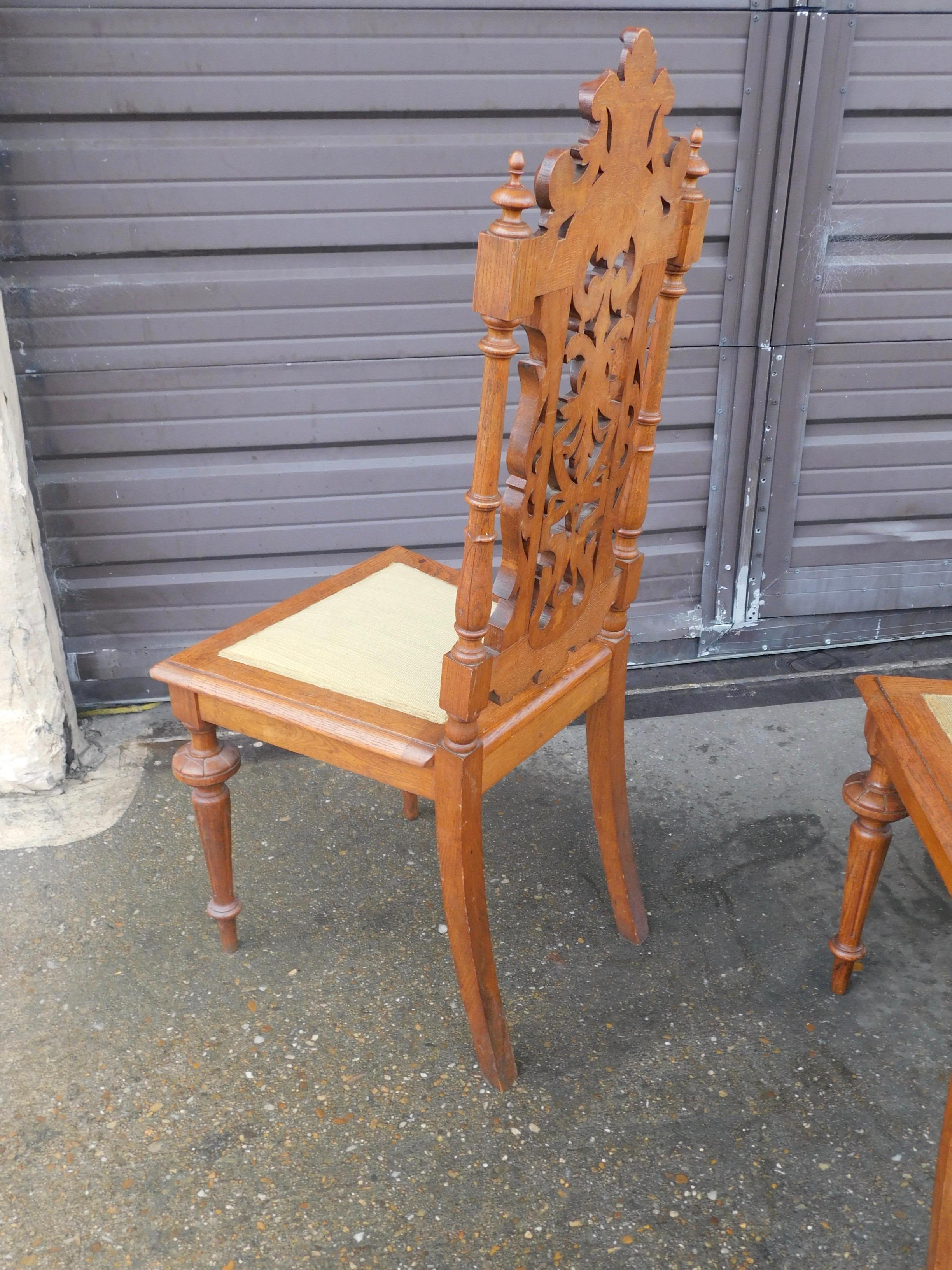 Set of Ten Spanish Revival Dining Chairs in Oak Circa 1920 For Sale 3