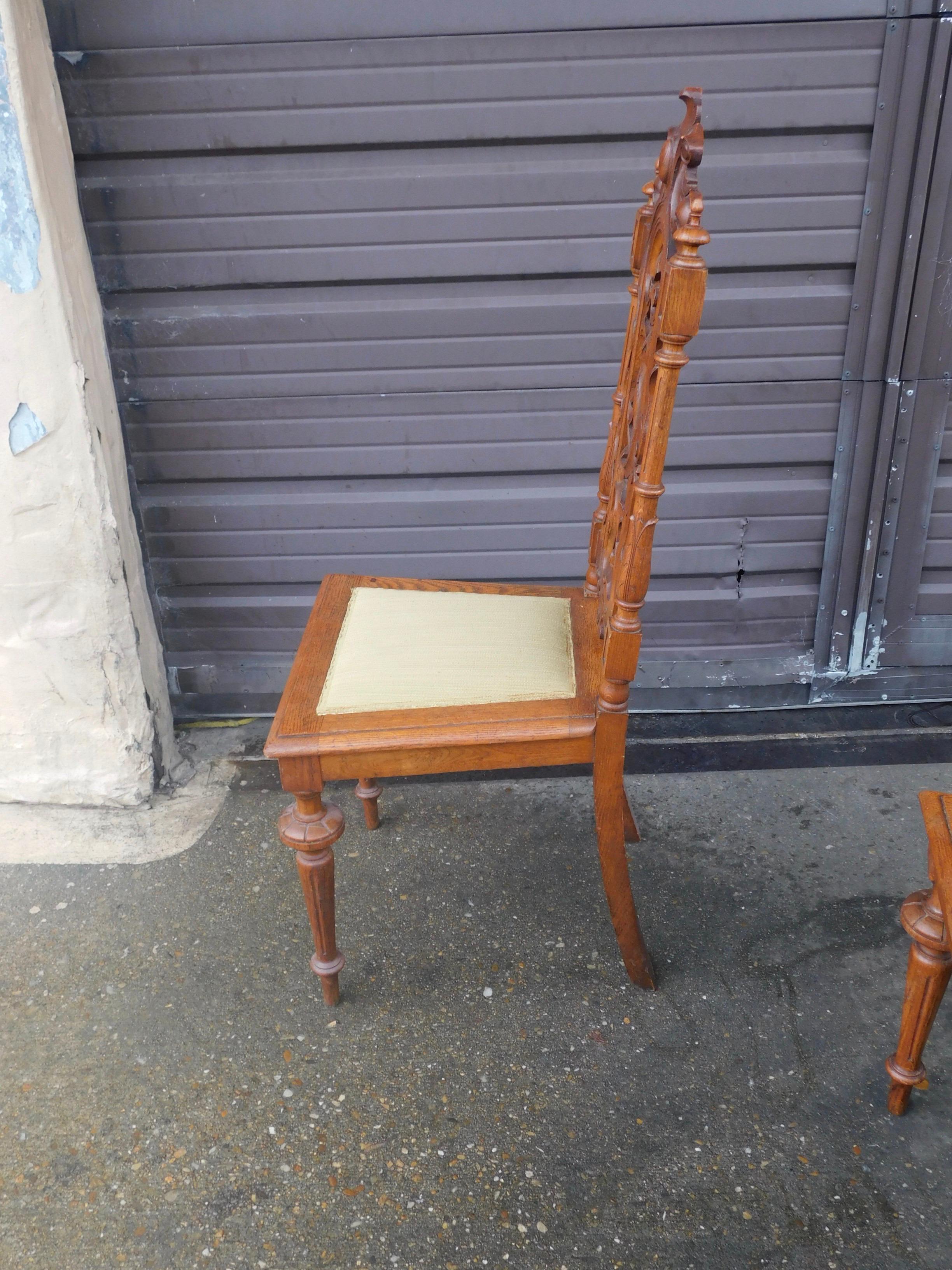 Set of Ten Spanish Revival Dining Chairs in Oak Circa 1920 For Sale 5
