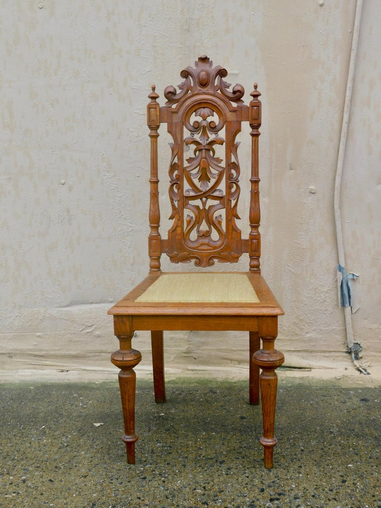 Set of Ten Spanish Revival Dining Chairs in Oak Circa 1920 For Sale at