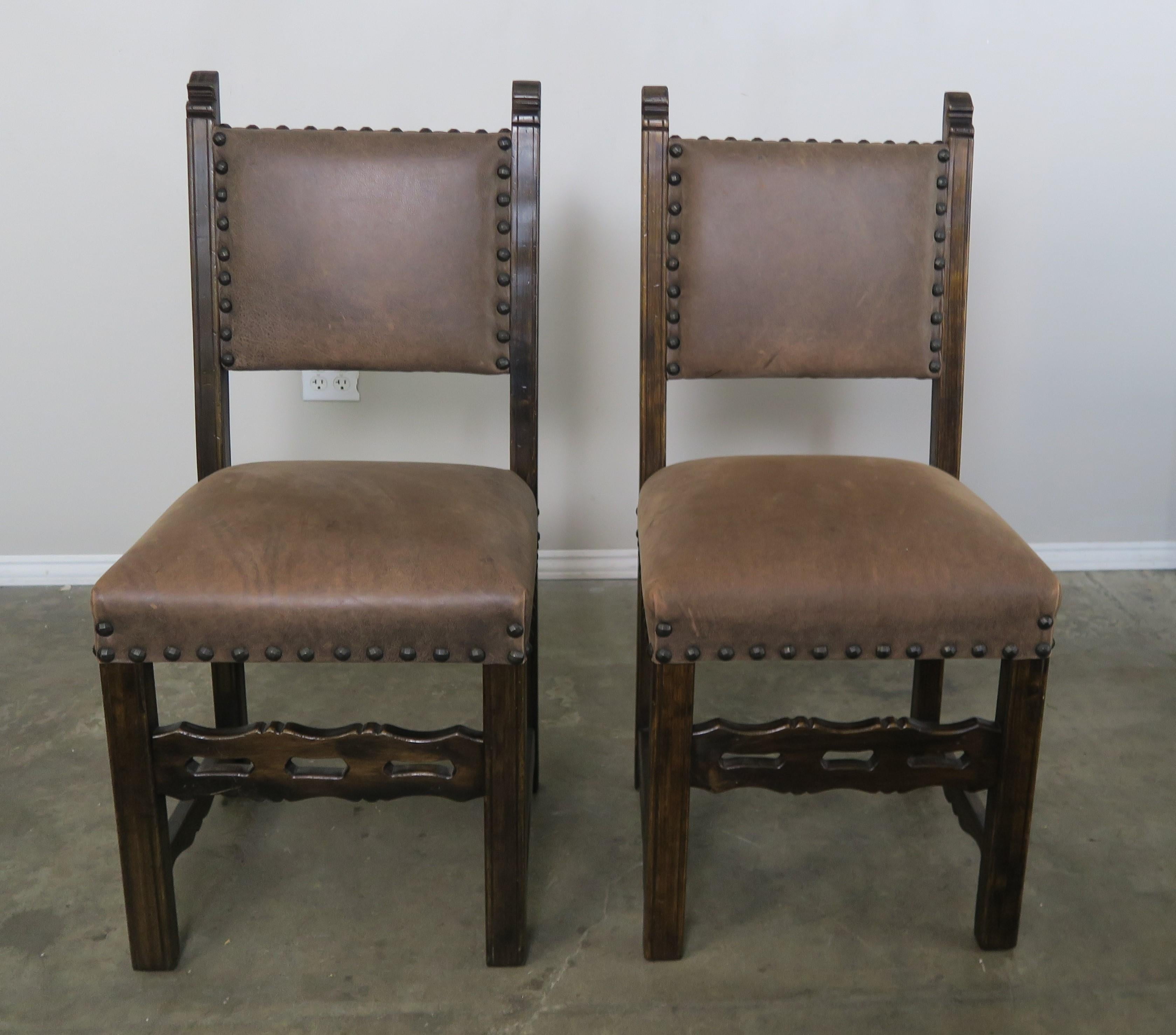 Baroque Set of Ten Spanish Style Leather Dining Chairs