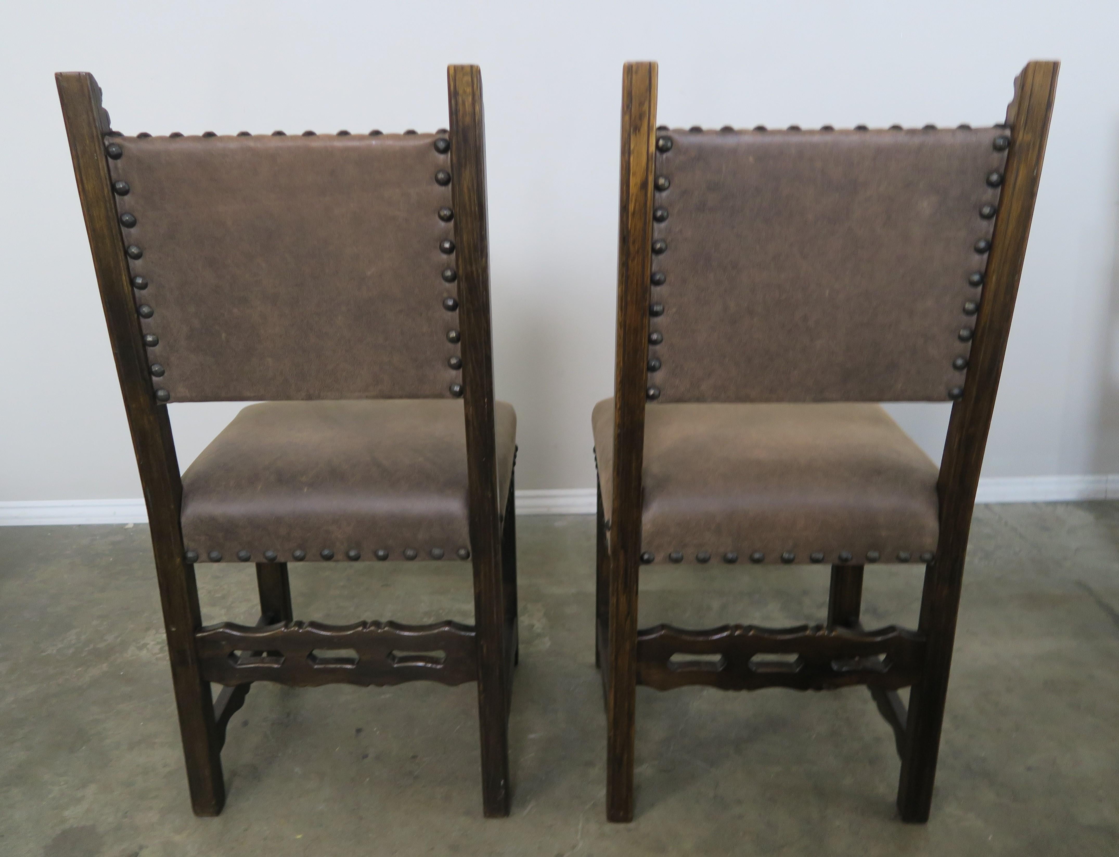 20th Century Set of Ten Spanish Style Leather Dining Chairs