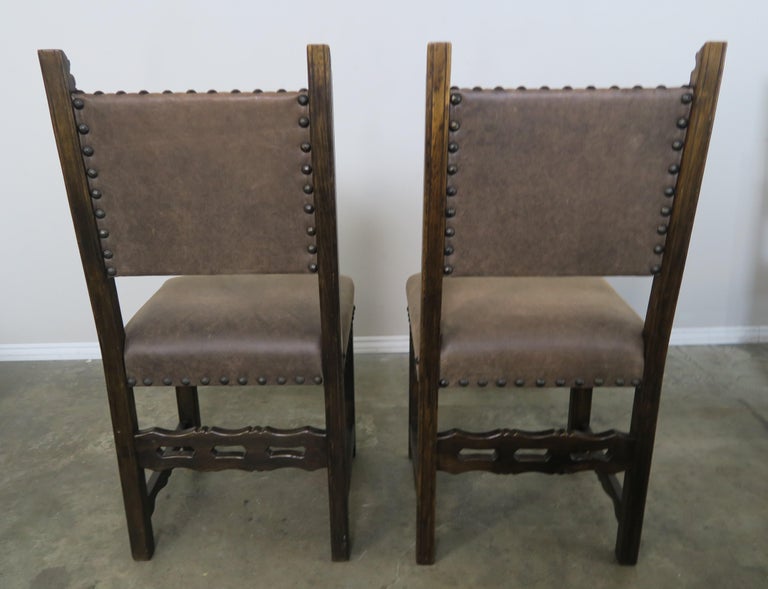 Set of Ten Spanish Style Leather Dining Chairs at 1stdibs
