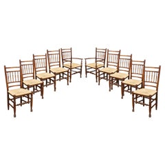 Set of Ten Spindle Back Dining Chairs