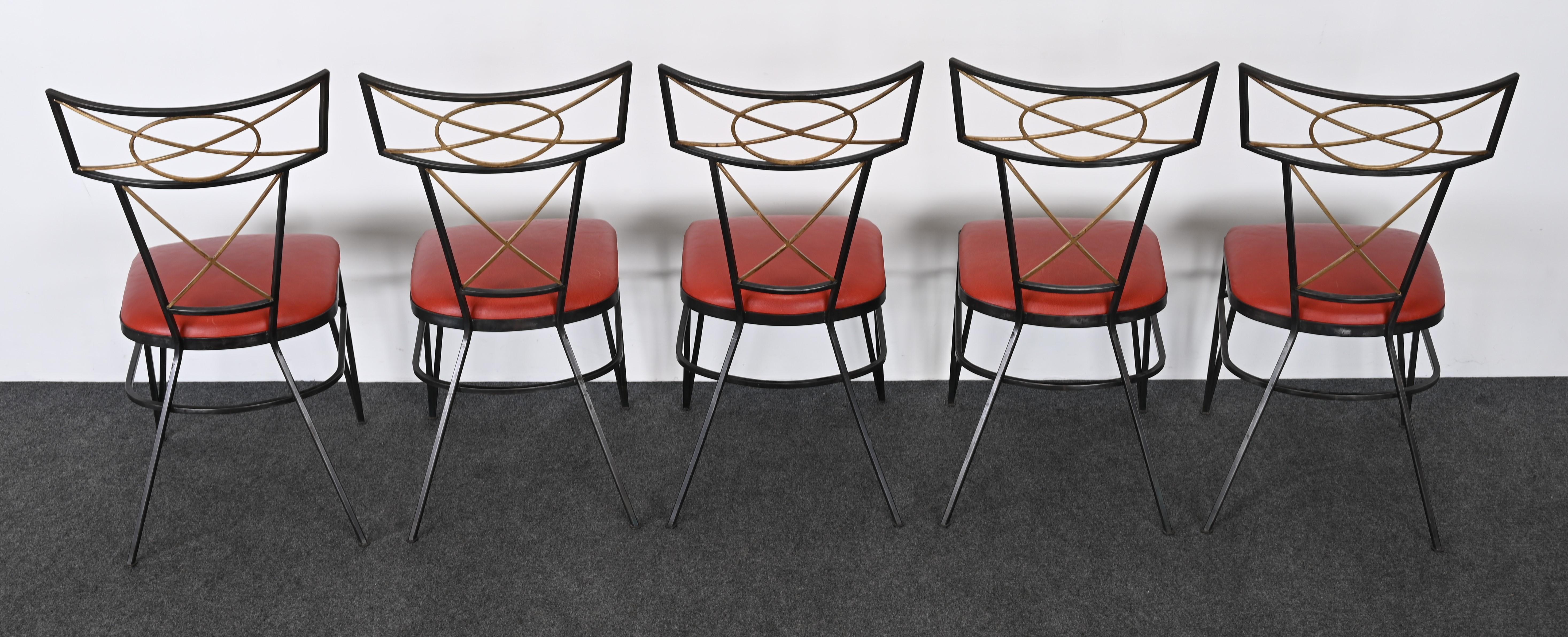 Ensemble de dix chaises néoclassiques en acier et en or doré, 20e siècle en vente 6