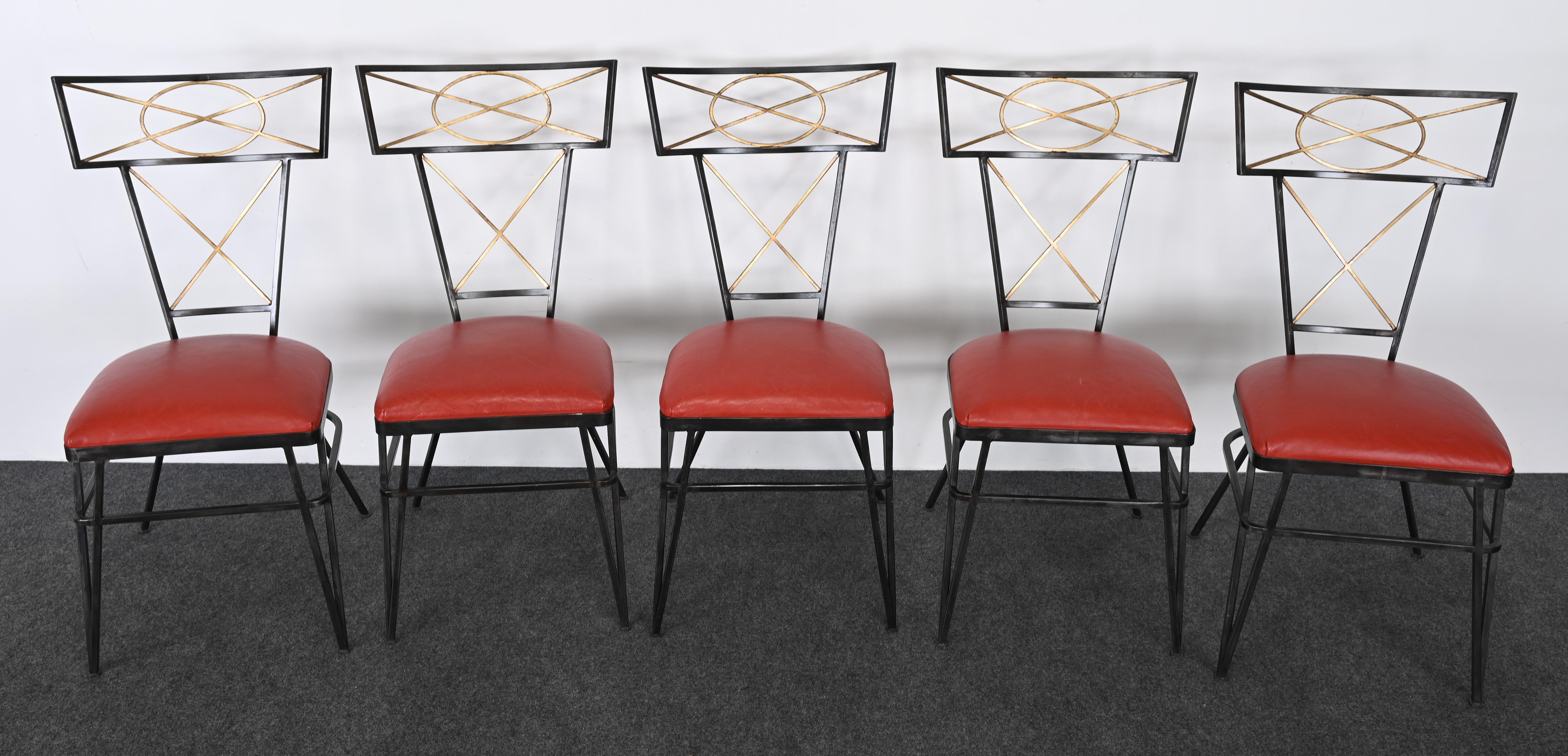 Acier Ensemble de dix chaises néoclassiques en acier et en or doré, 20e siècle en vente