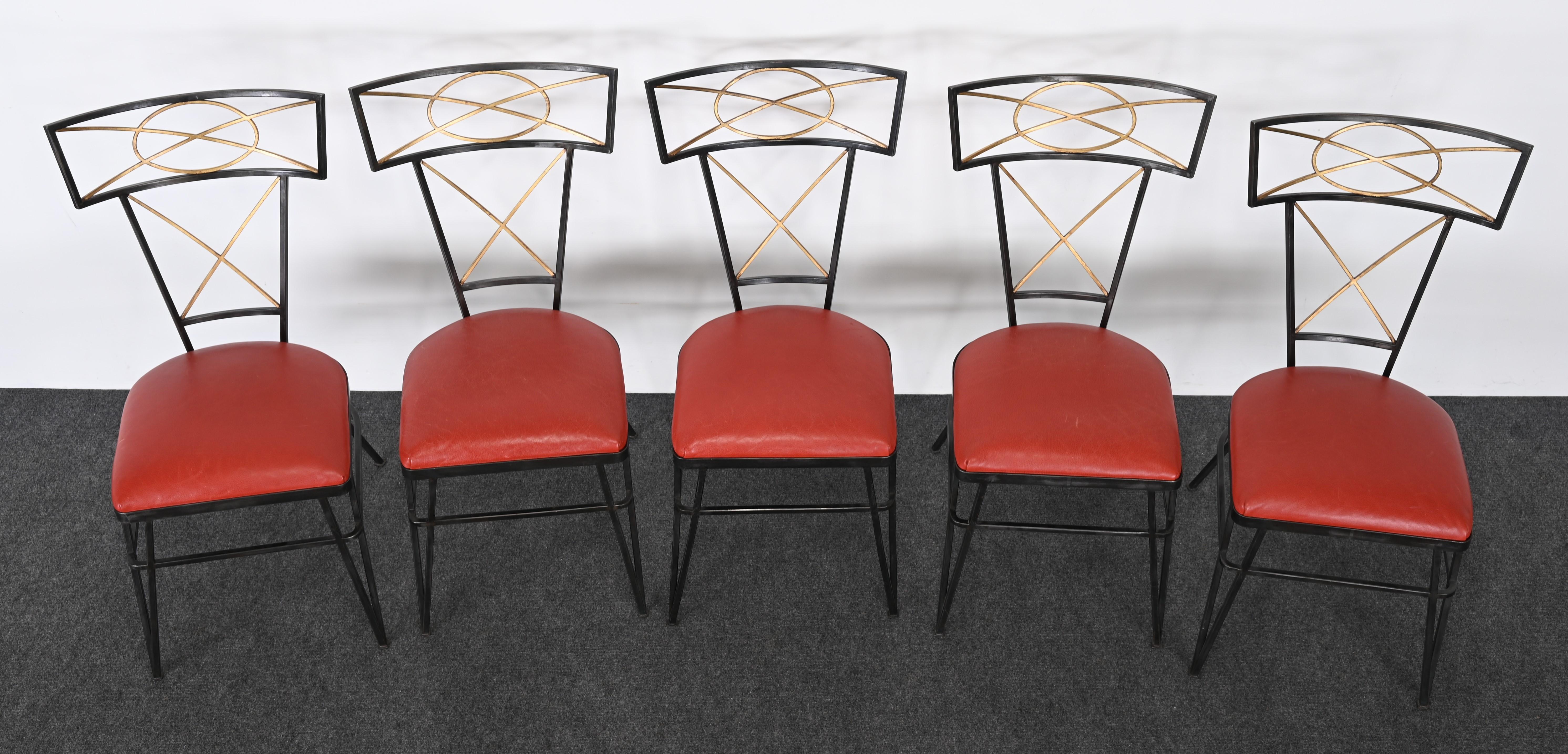 Set of Ten Steel and Gold Gilt Neoclassical Chairs, 20th Century For Sale 6