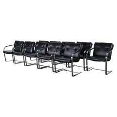 Set of Ten Steel Chairs by Brueton, 1980s