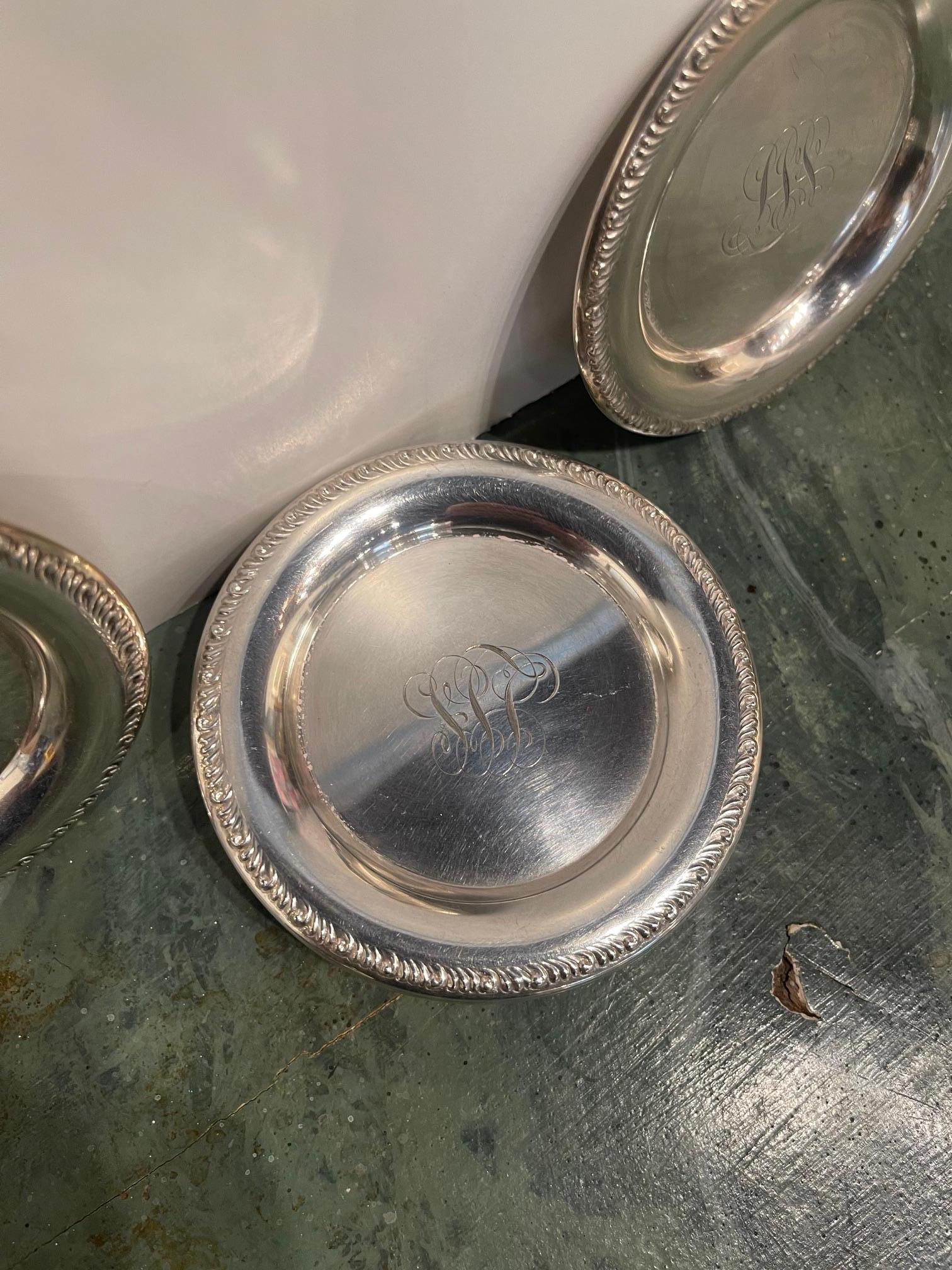 Set of Ten Sterling Silver Coaster Dishes, Early 20th Century For Sale 1