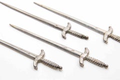 Set of Ten Sterling Silver Sword Cocktail Picks / Skewers, 1960s