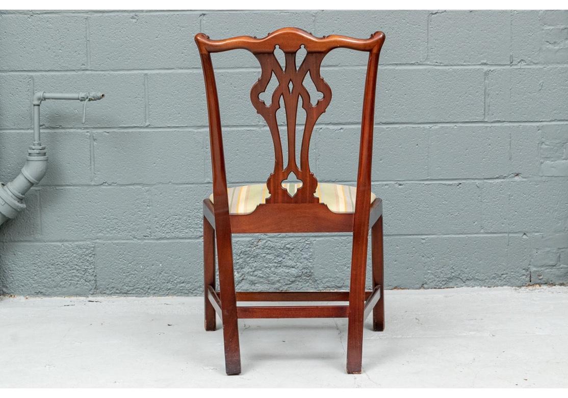 Set of Ten Stickley Chippendale Style Carved Mahogany Dining Chairs For Sale 2