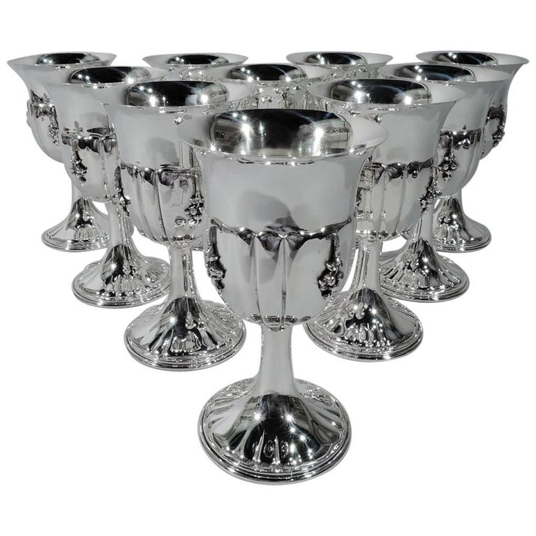 Set of Ten Stylish Italian Sterling Silver Goblets For Sale at 1stdibs