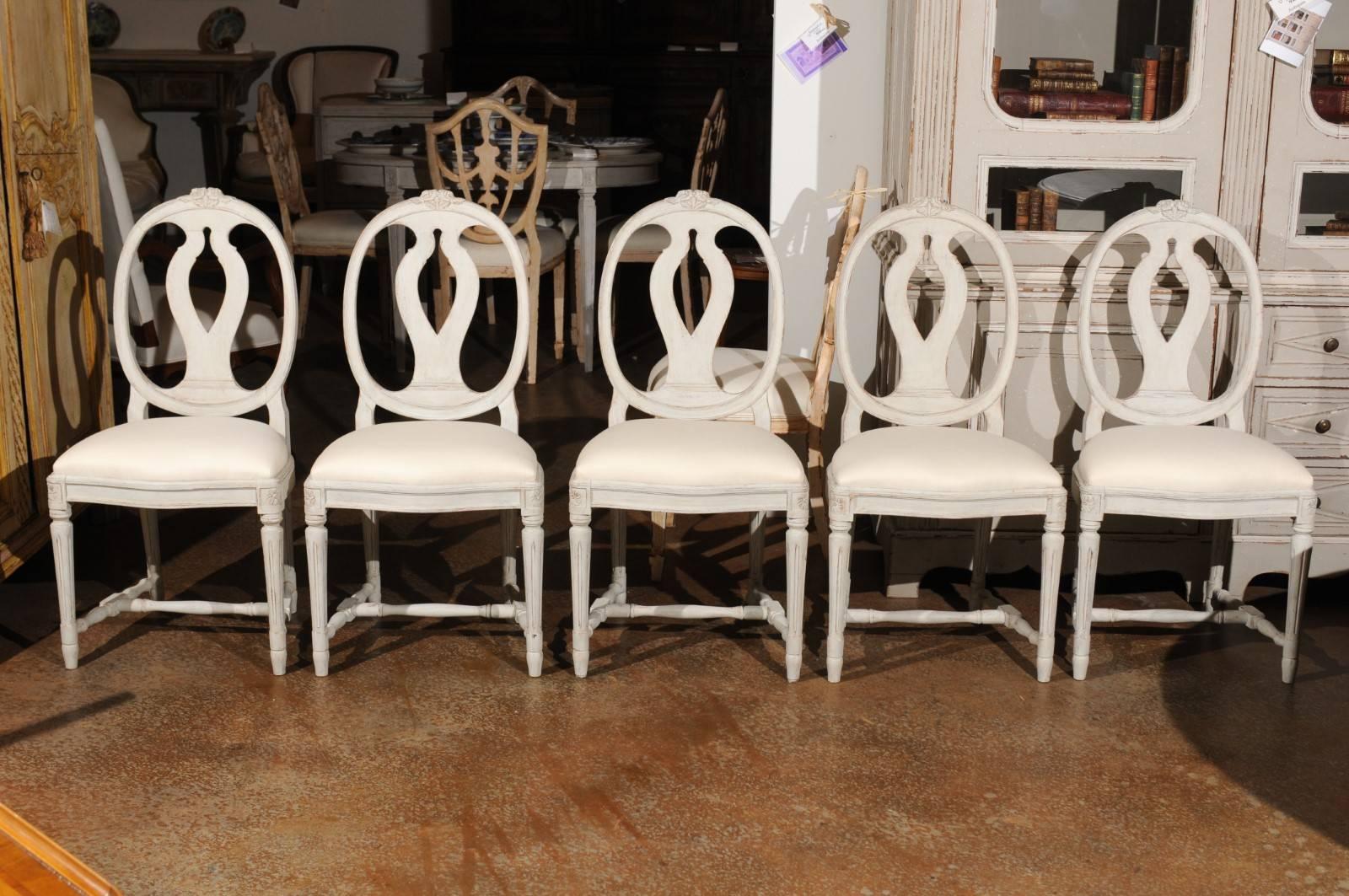 Set of Ten Swedish Gustavian Style Dining Chairs with Oval Backs, circa 1900 1