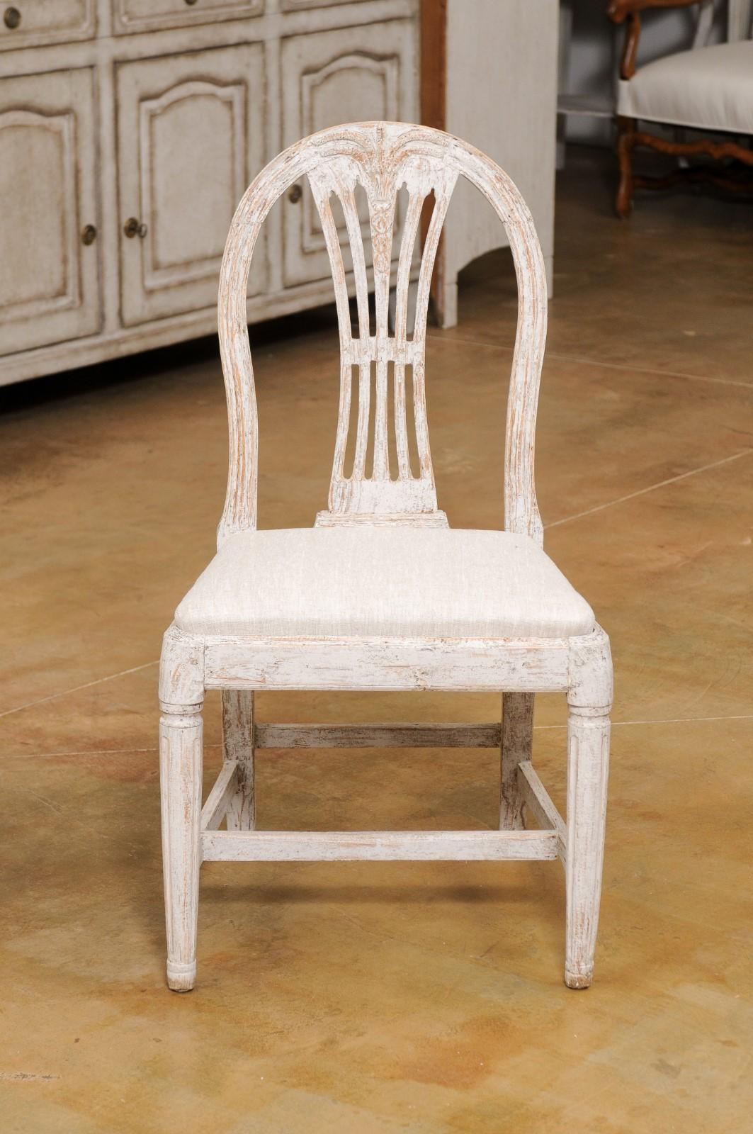 Set of Ten Swedish Gustavian Wheat Back Dining Room Side Chairs with Upholstery In Good Condition In Atlanta, GA