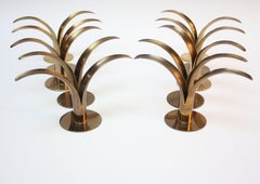 Set of Ten Swedish 'Liljan' Brass Candleholders by Ystad
