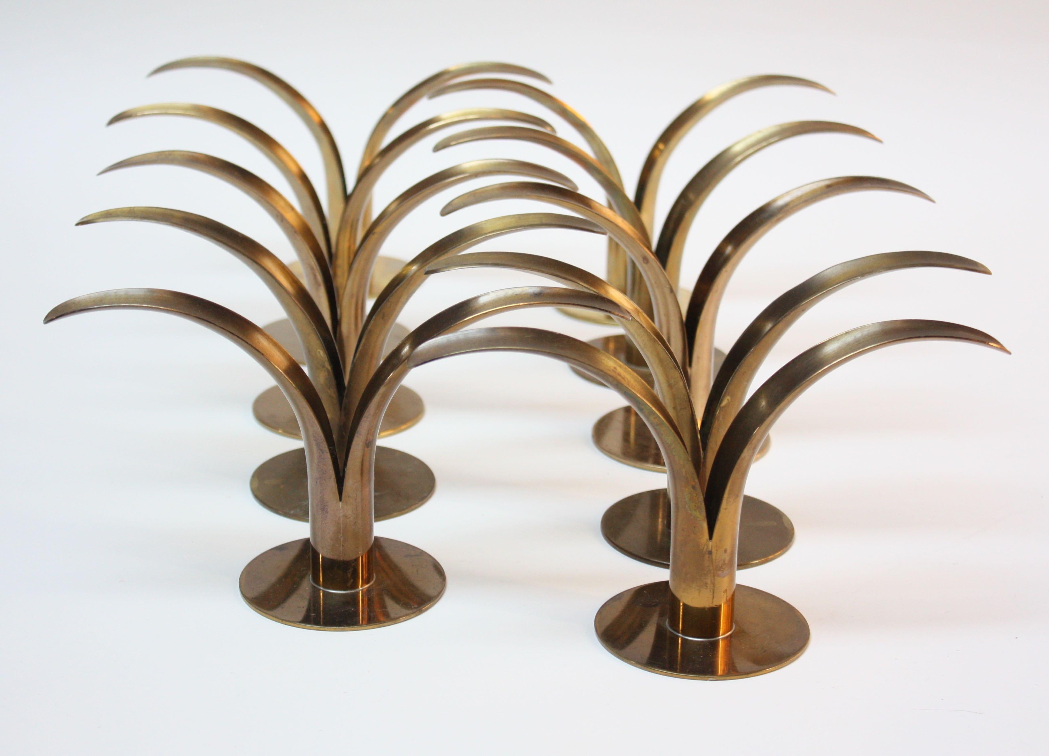 Mid-Century Modern Set of Ten Swedish 'Liljan' Brass Candleholders by Ystad For Sale