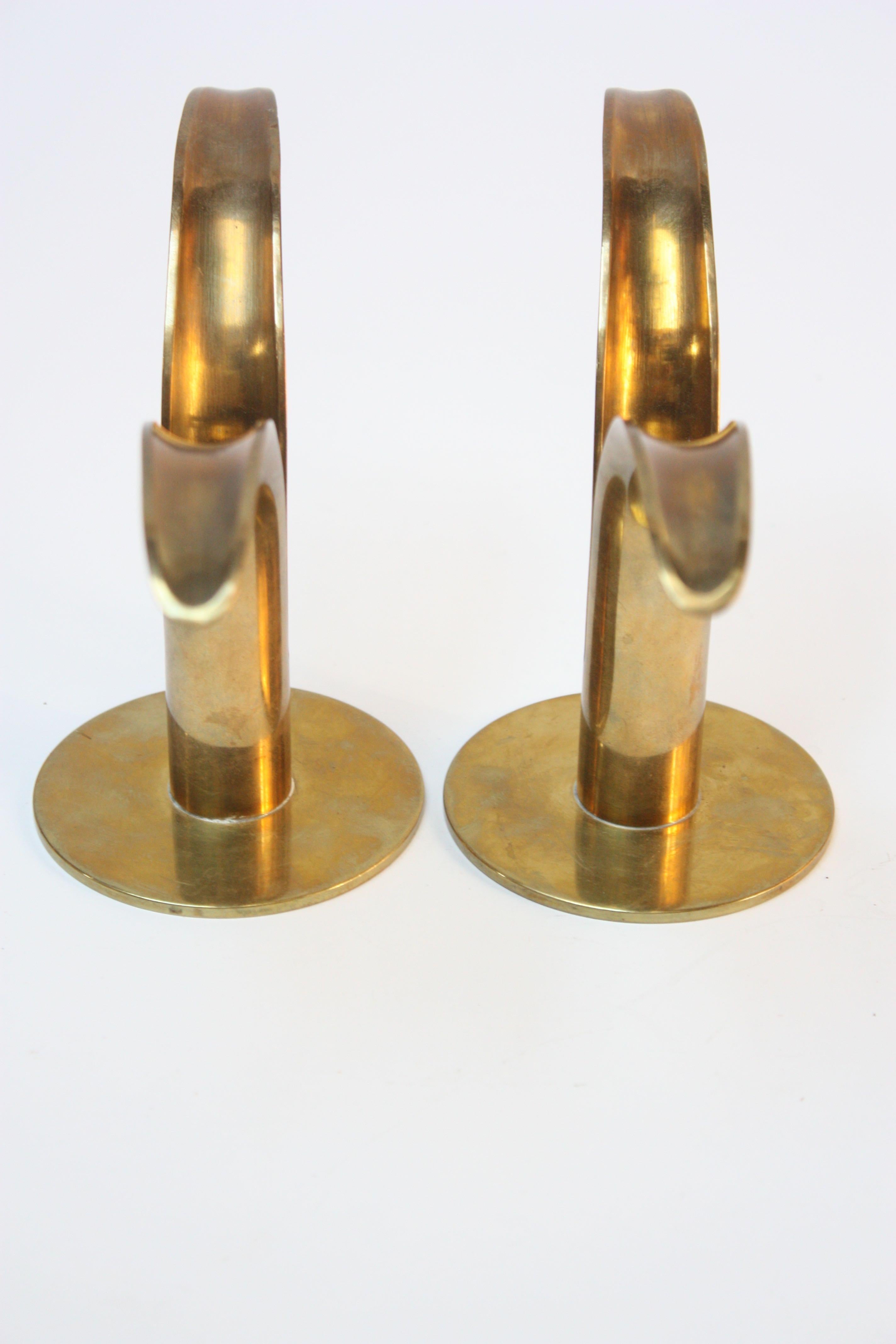 Mid-20th Century Set of Ten Swedish 'Liljan' Brass Candleholders by Ystad For Sale