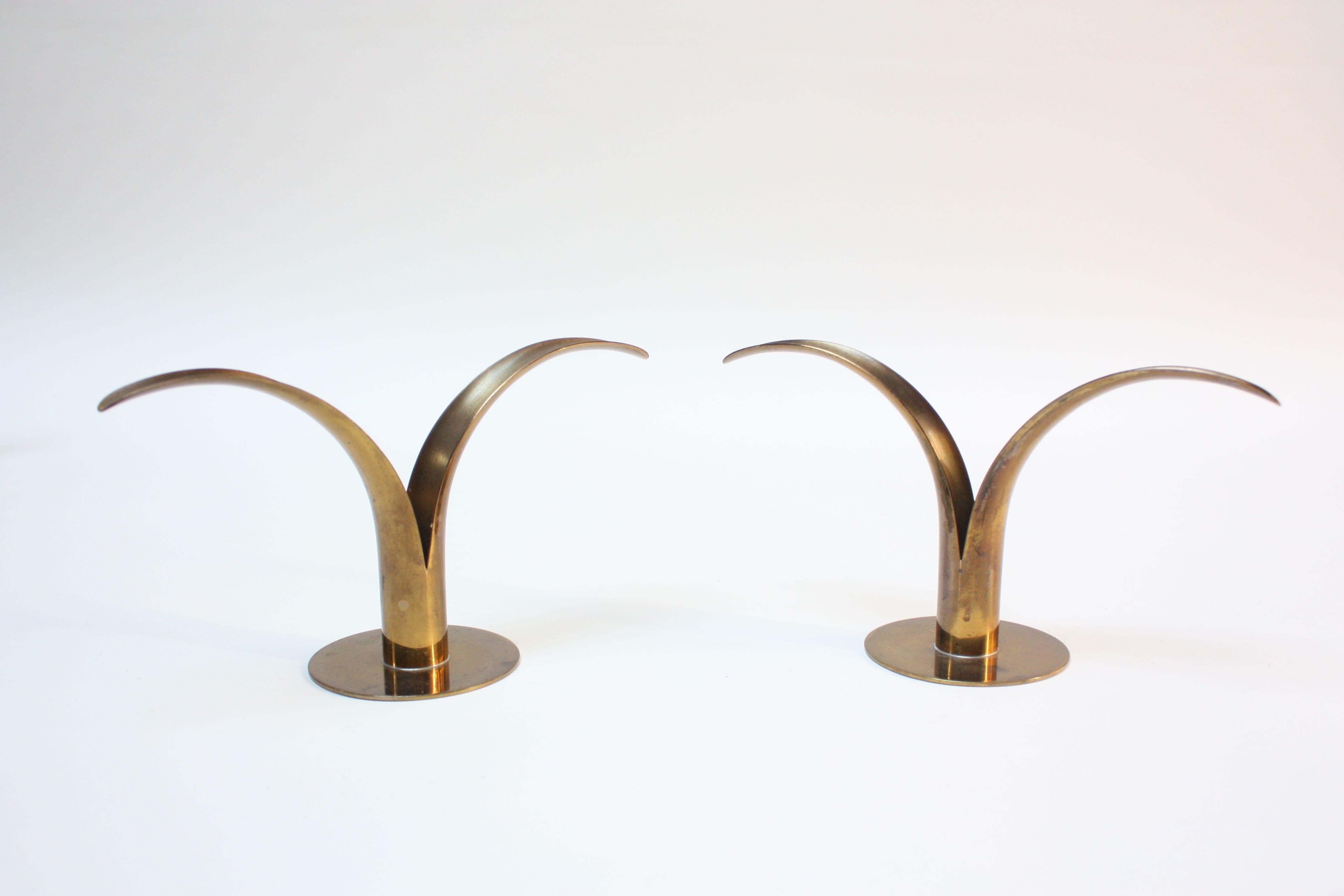 Set of Ten Swedish 'Liljan' Brass Candleholders by Ystad For Sale 3