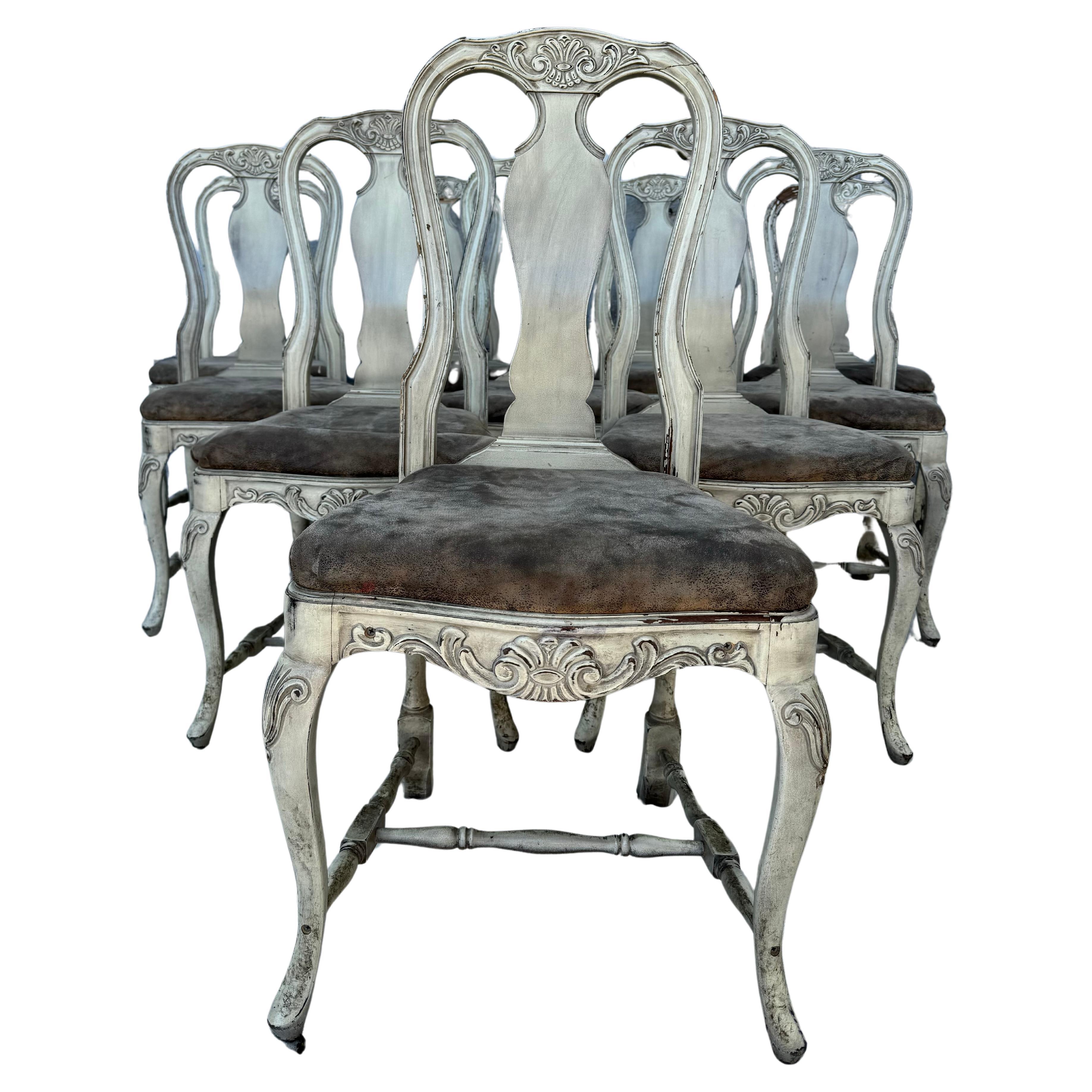 Set of Ten Swedish Rococo Style Dining Chairs 5