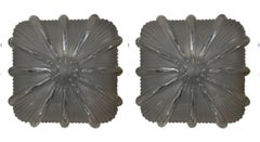 Set of Ten Textured Murano Glass Flush Mounts / Sconces. Italy, 1960's.