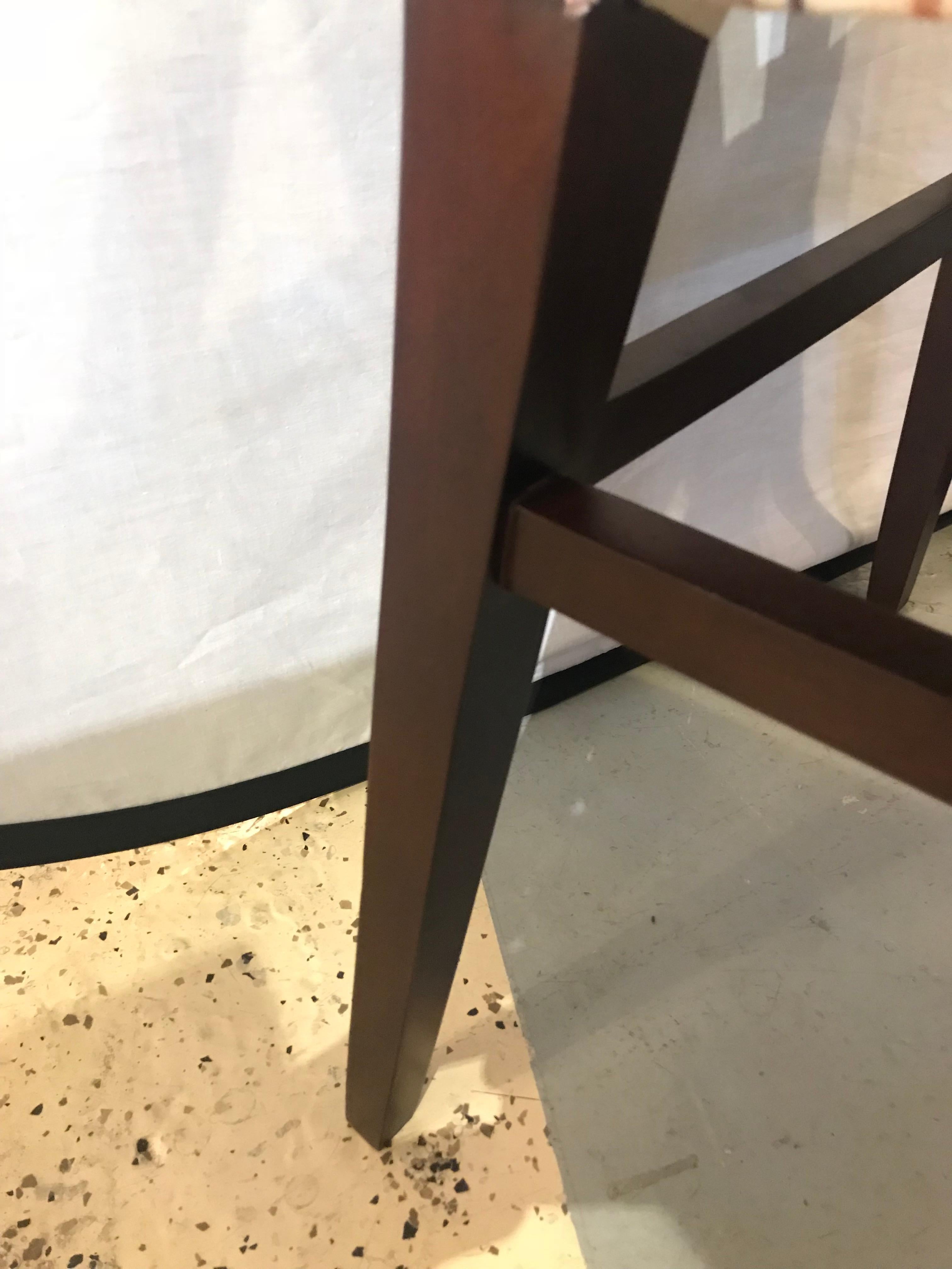 Tommi Parzinger Ten Dining Room Chairs, Mahogany, Striped Fabric For Sale 5