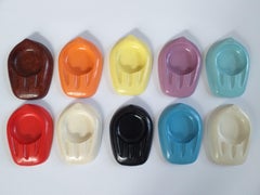 Set of Ten Unique Colored Bakelite Ashtrays, Škoda Car Manufacturer, 1950s