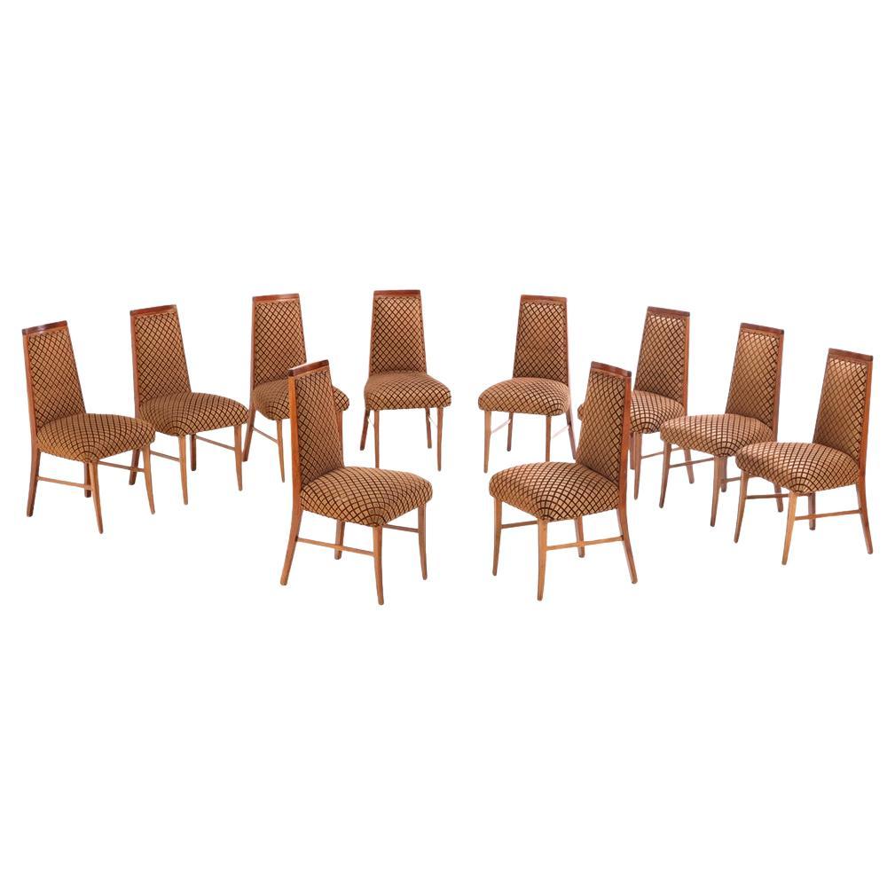 Set of Ten Upholstered Dining Side Chairs.