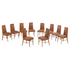 Set of Ten Upholstered Dining Side Chairs.