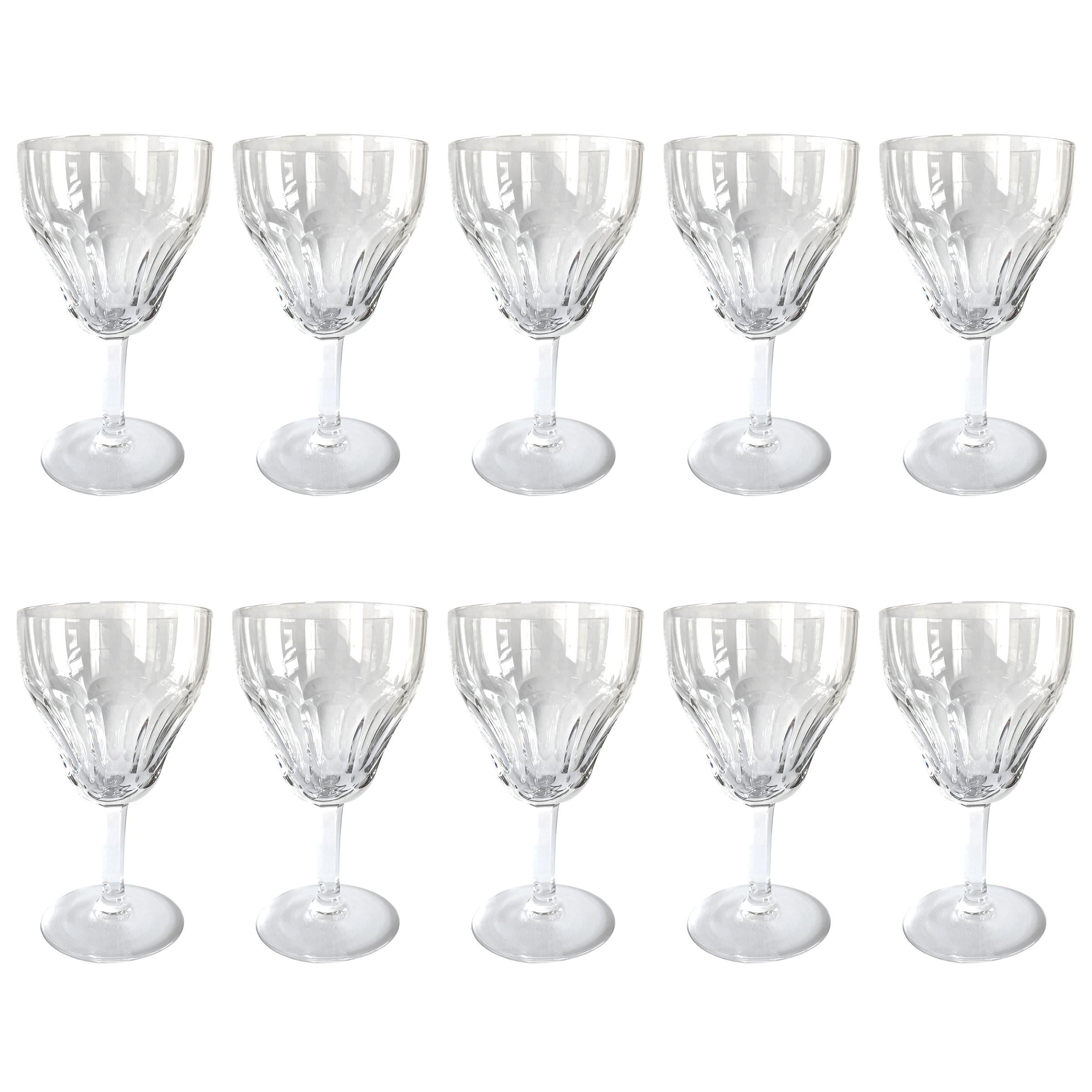 Set of 4 Val St Lambert Belgian Clear Cut Crystal Hock Wine