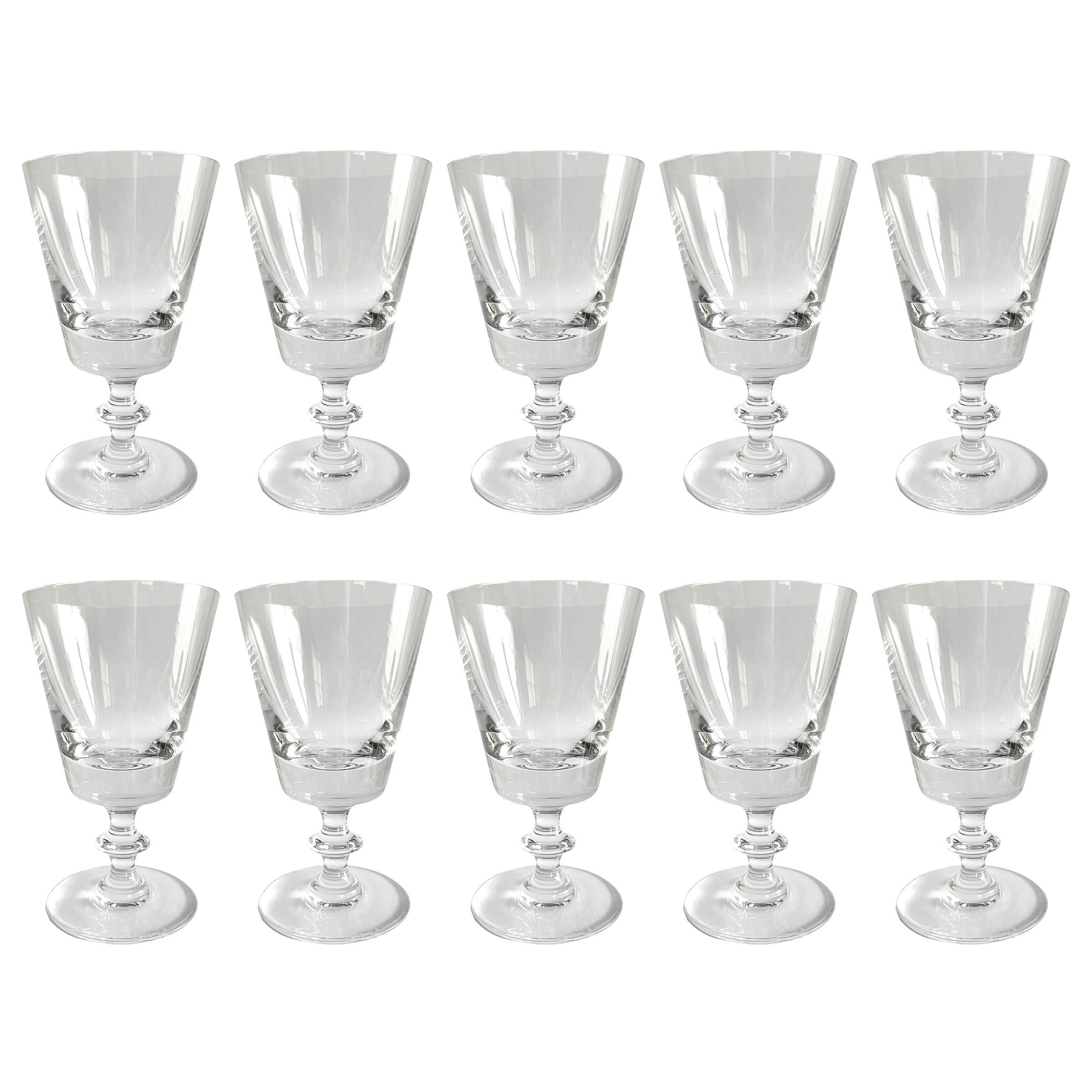 Set of Ten Val Saint Lambert State Plain Wine Glasses