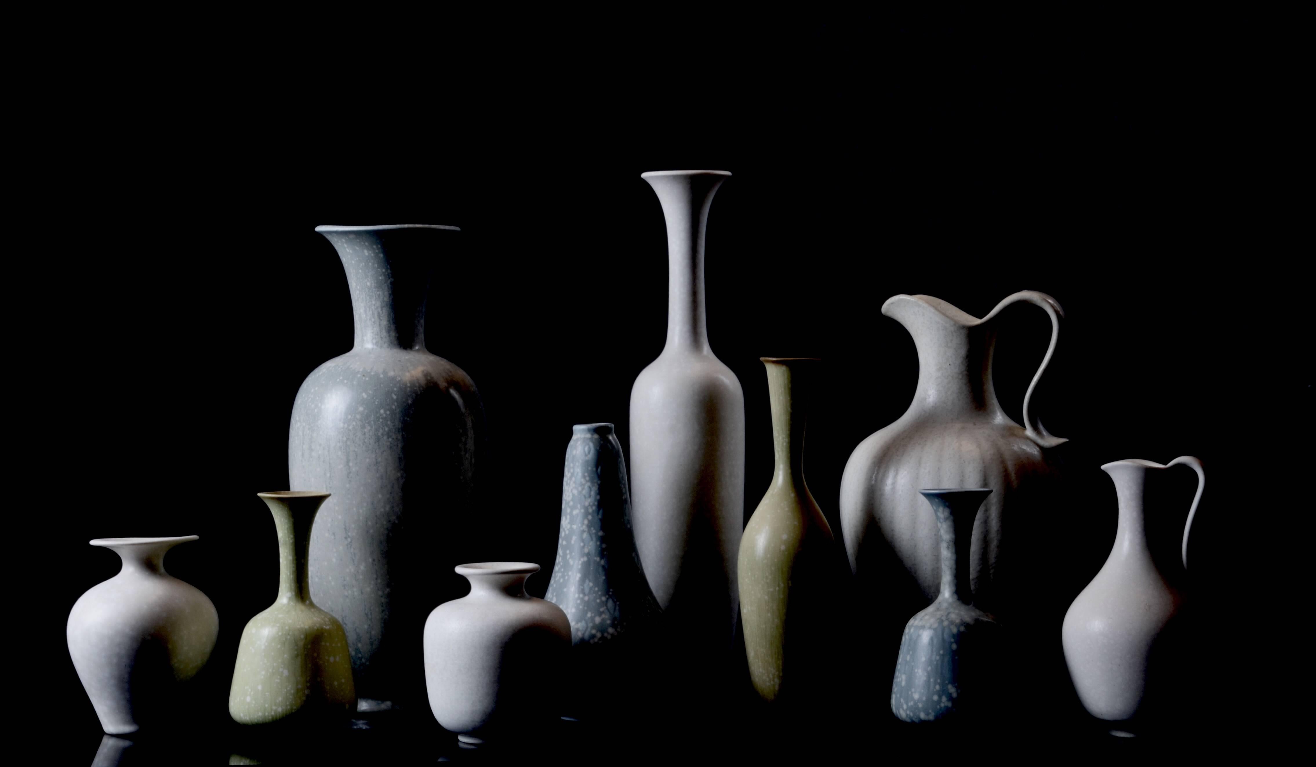 Scandinavian Modern Set of Ten Vases by Gunnar Nylund for Rörstrand, Sweden